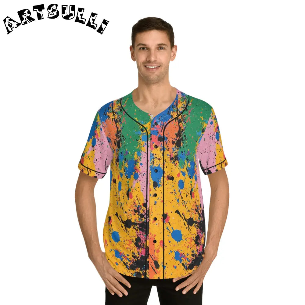 Colorful Paint Splatter AOP Baseball Jersey, Artsulli - Art is Long, Life is Short, All Over Prints, , , , , , , 