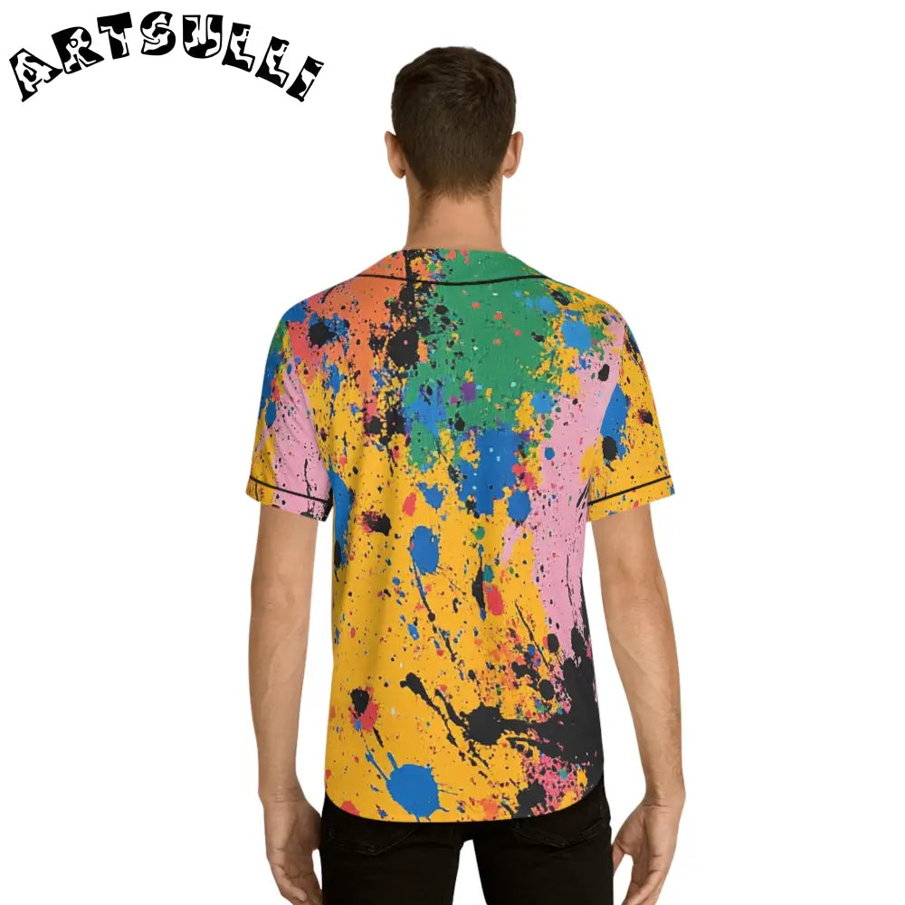 Colorful Paint Splatter AOP Baseball Jersey, Artsulli - Art is Long, Life is Short, All Over Prints, , , , , , , 