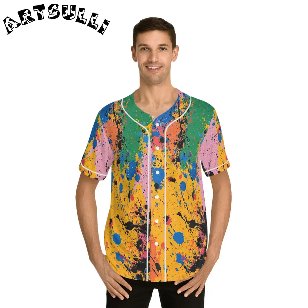 Colorful Paint Splatter AOP Baseball Jersey, Artsulli - Art is Long, Life is Short, All Over Prints, , , , , , , 