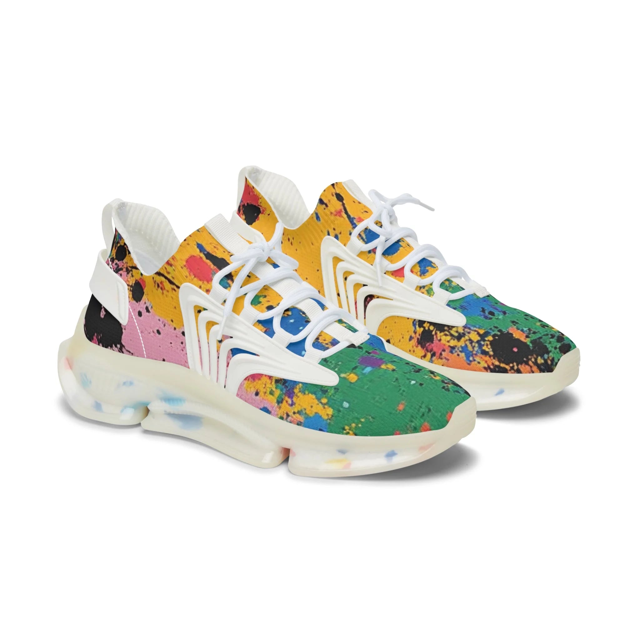Colorful Paint Splatter Mesh Sneakers, Artsulli - Art is Long, Life is Short, Shoes, Color, White sole, Size, US 5.5, , , 12849584928888
