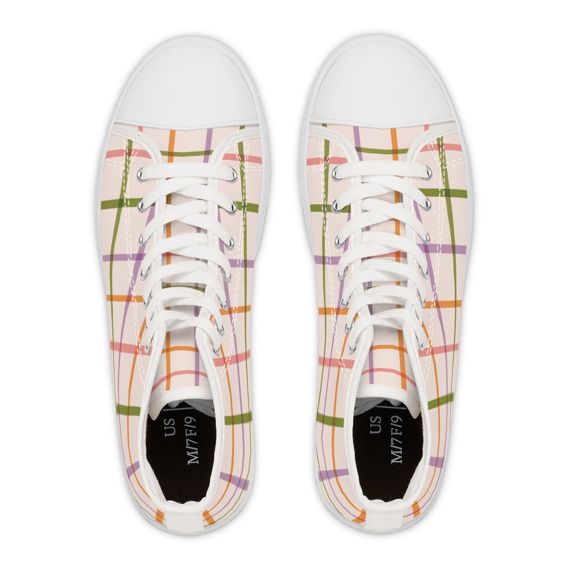 Colorful Plaid High-Top Sneakers, Artsulli - Art is Long, Life is Short, Shoes, , , , , , , 