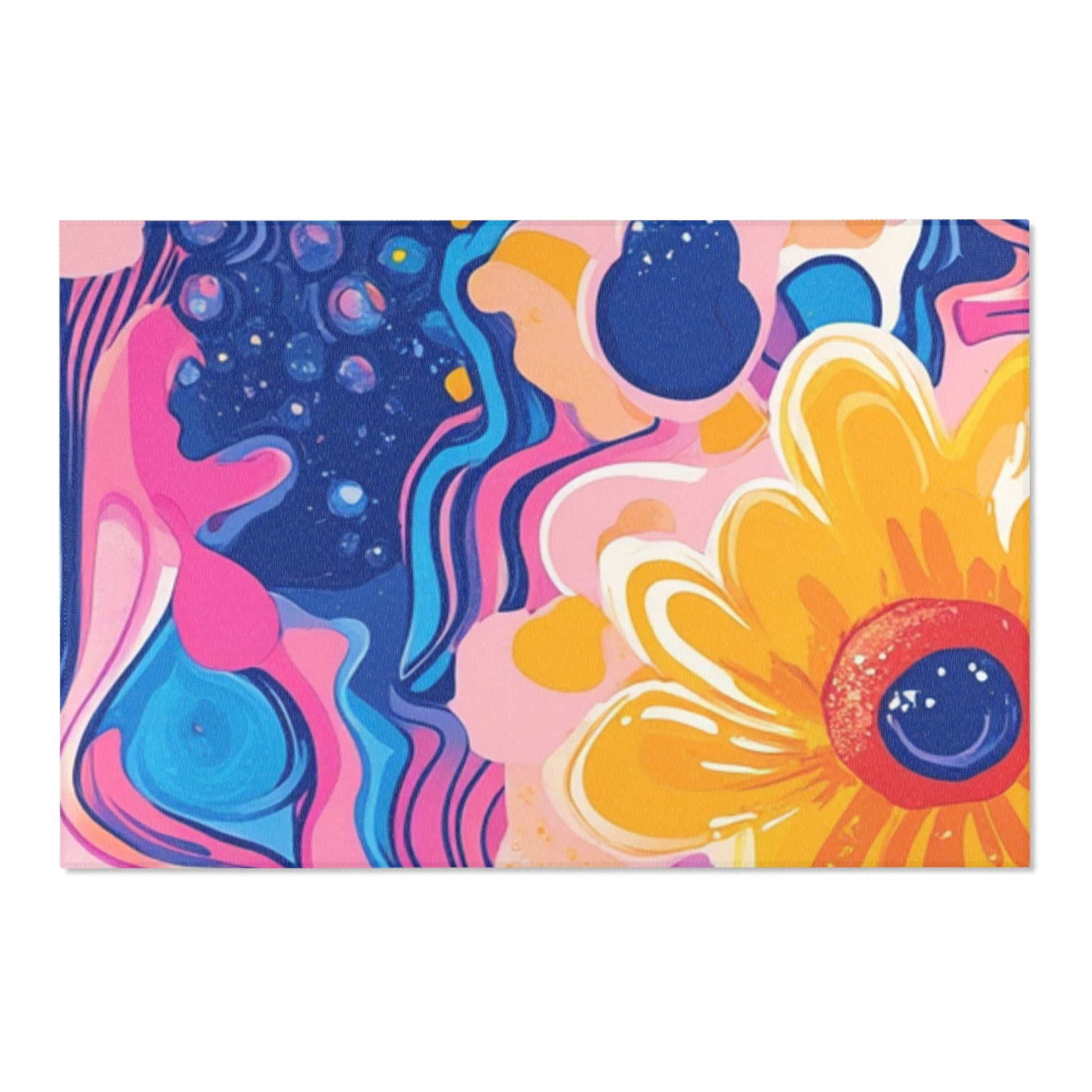Colorful Psychedelic Floral Area Rug, Artsulli - Art is Long, Life is Short, Home Decor, Size, 72" × 48", , , , , 28091813301973859958