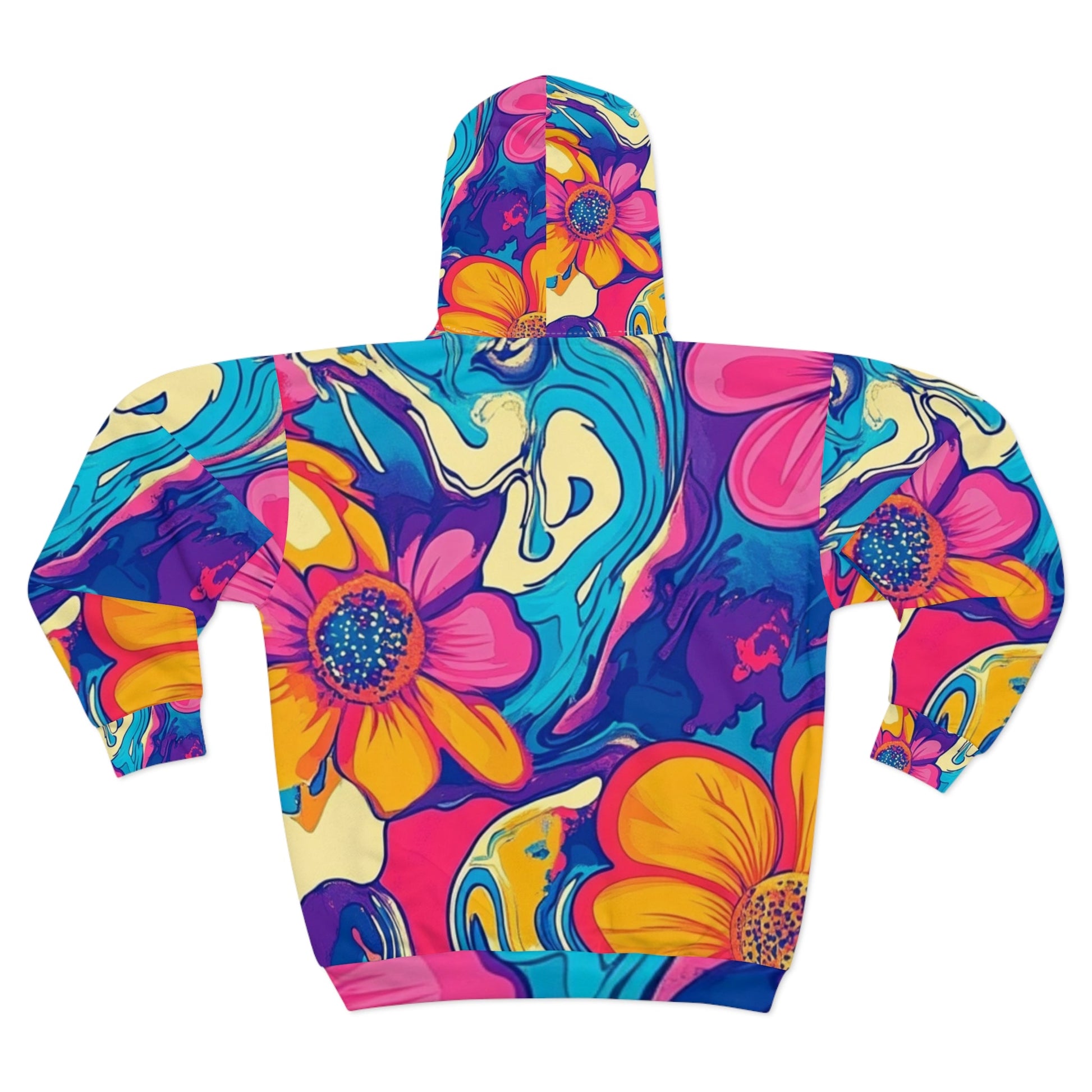Colorful Psychedelic Floral Zip Hoodie, Artsulli - Art is Long, Life is Short, All Over Prints, , , , , , , 