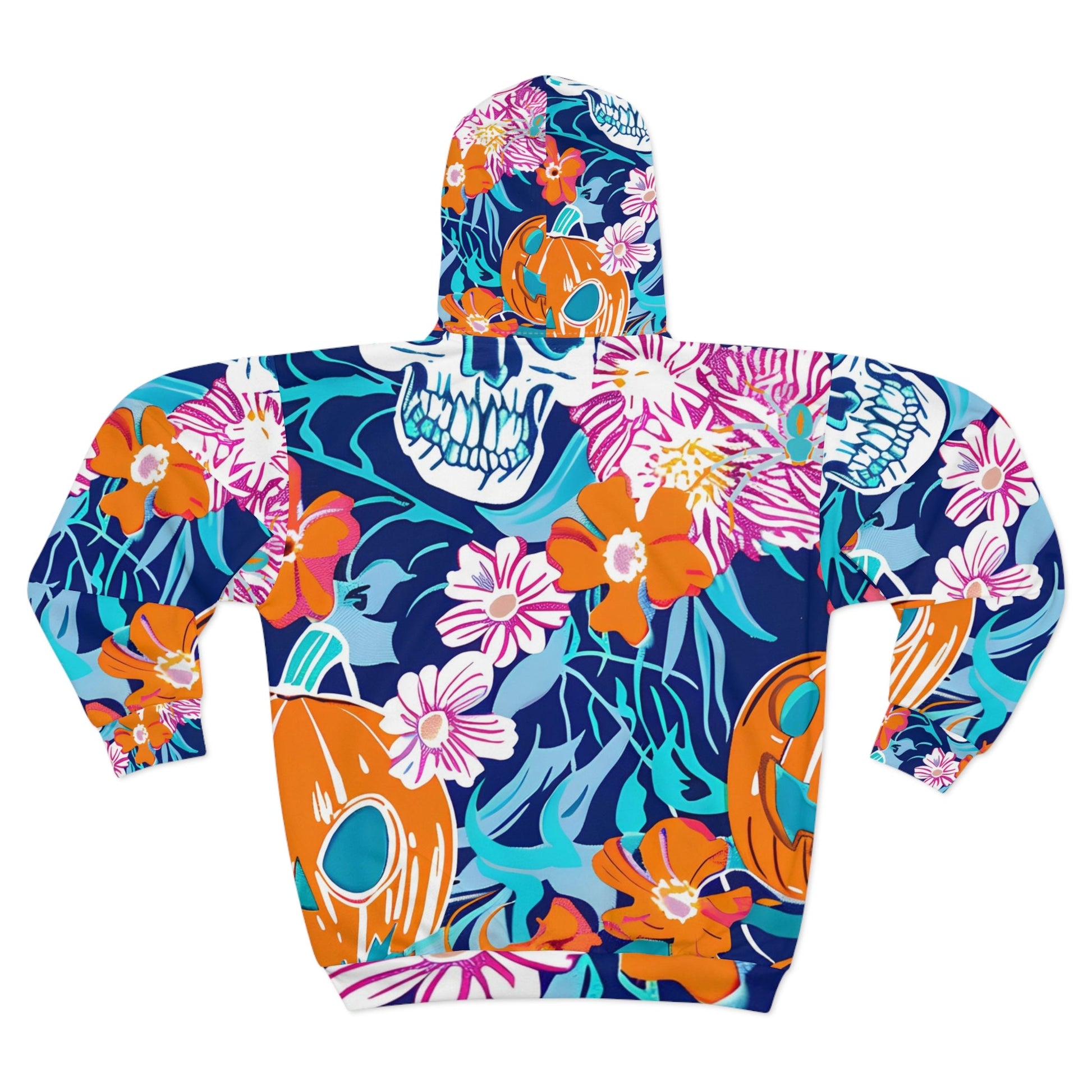 Colorful Skull and Floral Zip Hoodie, Artsulli - Art is Long, Life is Short, All Over Prints, , , , , , , 