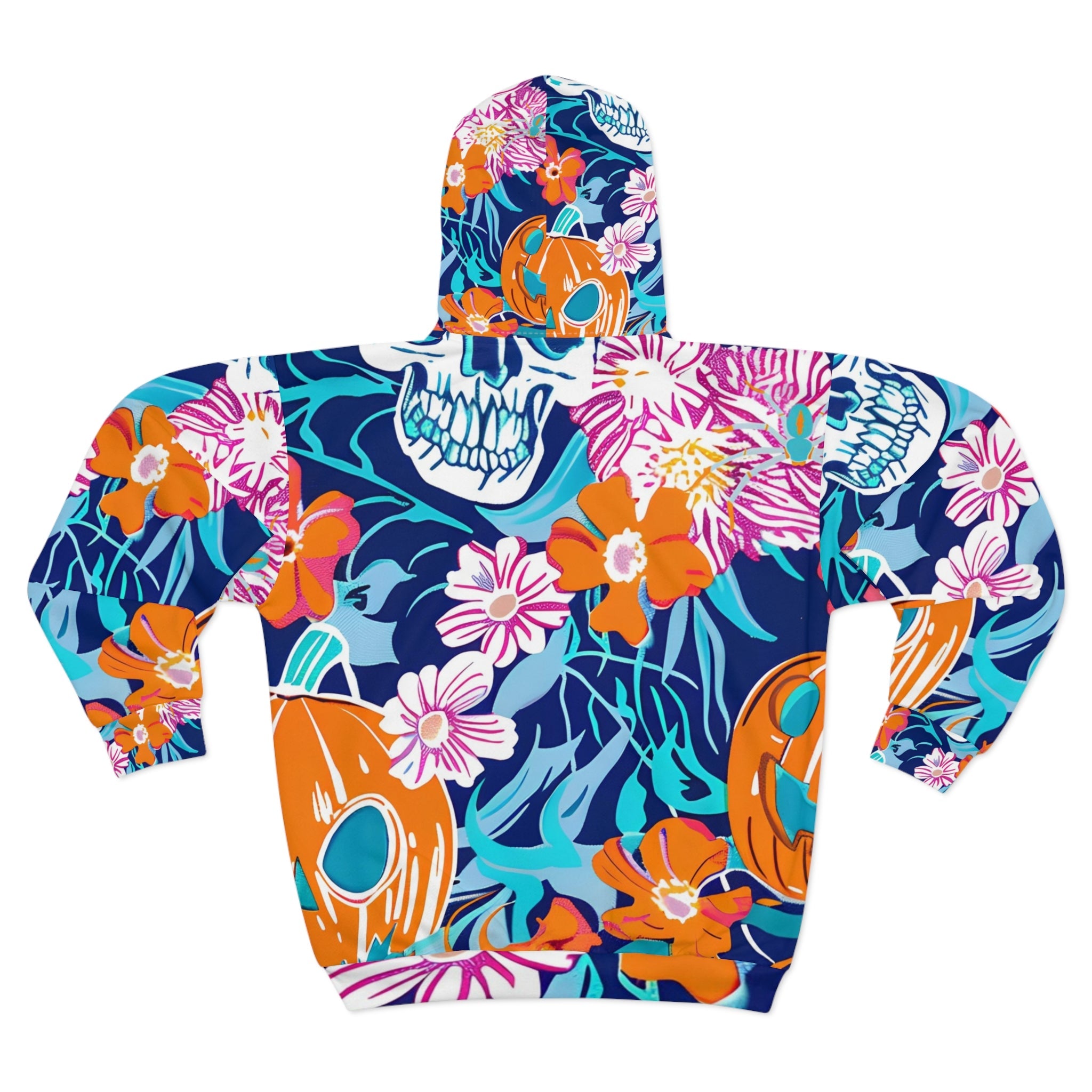 Colorful Skull and Floral Zip Hoodie, Artsulli - Art is Long, Life is Short, All Over Prints, , , , , , , 