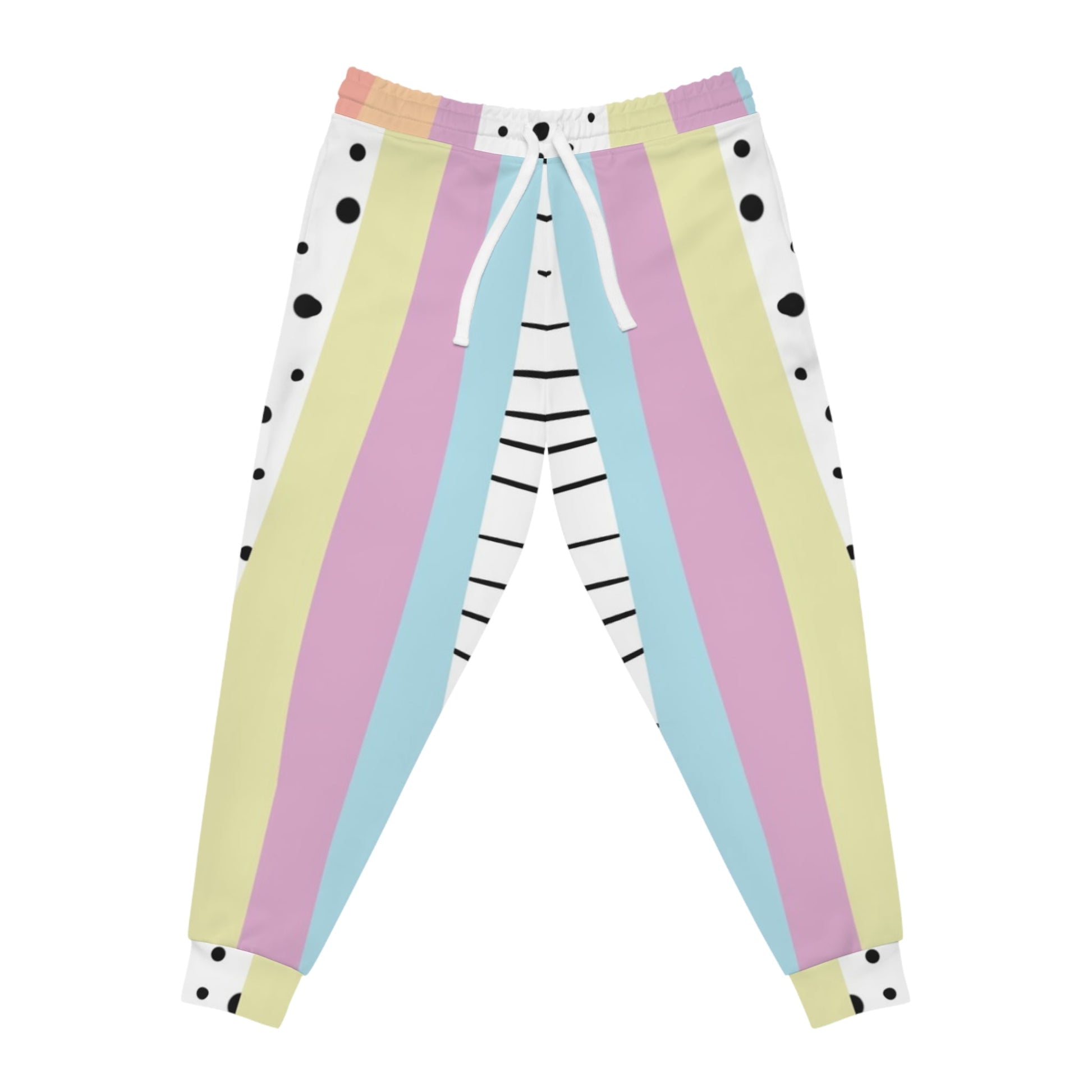 Colorful Striped and Polka Dot Joggers, Artsulli - Art is Long, Life is Short, All Over Prints, Size, S, Color, Seam thread color automatically matched to design, , , 31778075909029738460