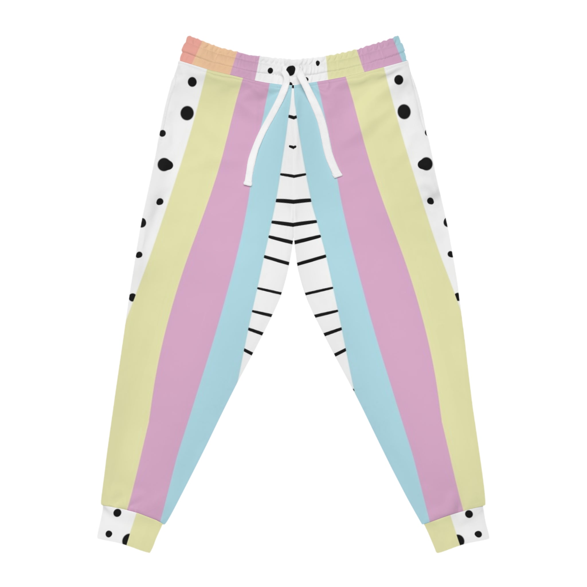 Colorful Striped and Polka Dot Joggers, Artsulli - Art is Long, Life is Short, All Over Prints, Size, S, Color, Seam thread color automatically matched to design, , , 31778075909029738460