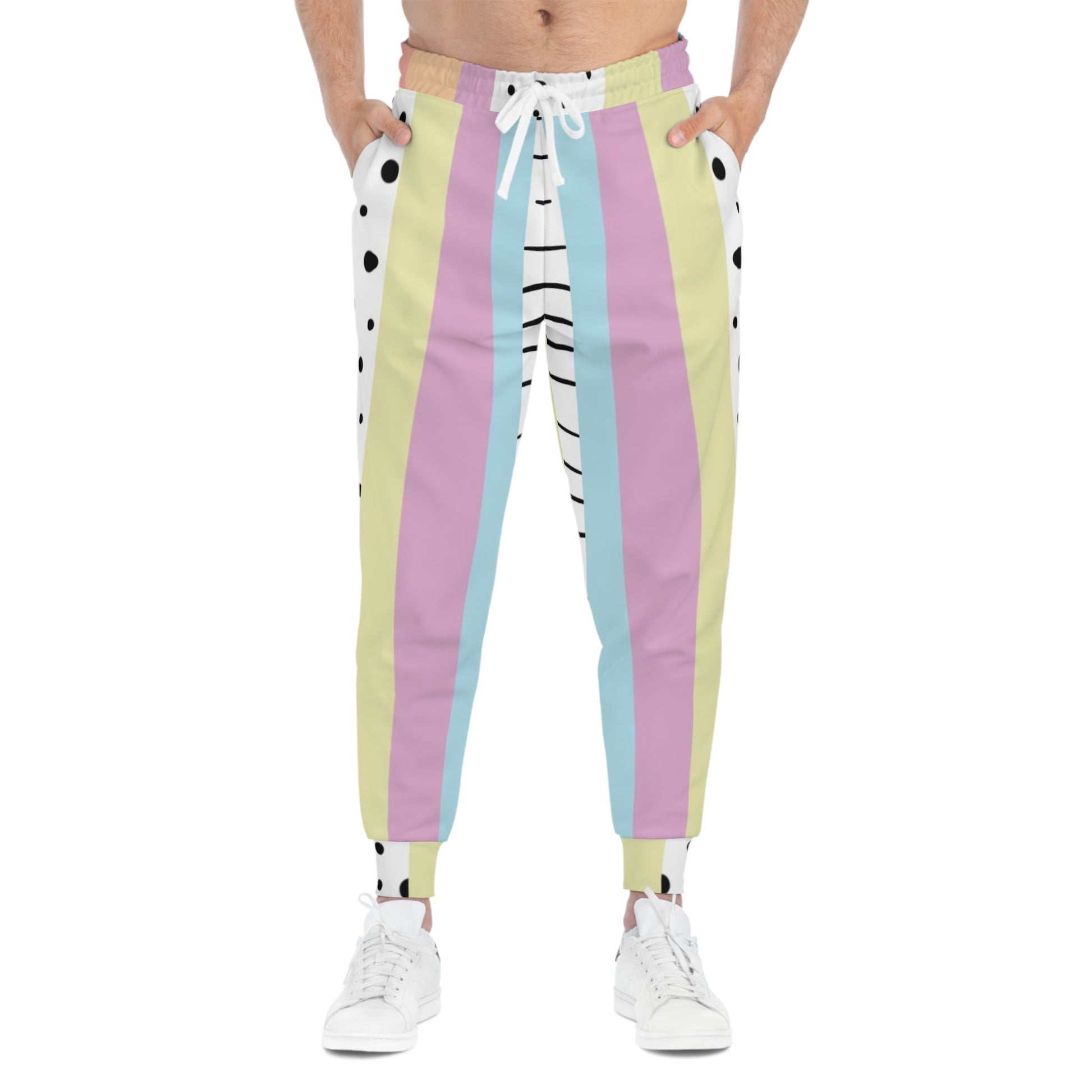 Colorful Striped and Polka Dot Joggers, Artsulli - Art is Long, Life is Short, All Over Prints, , , , , , , 