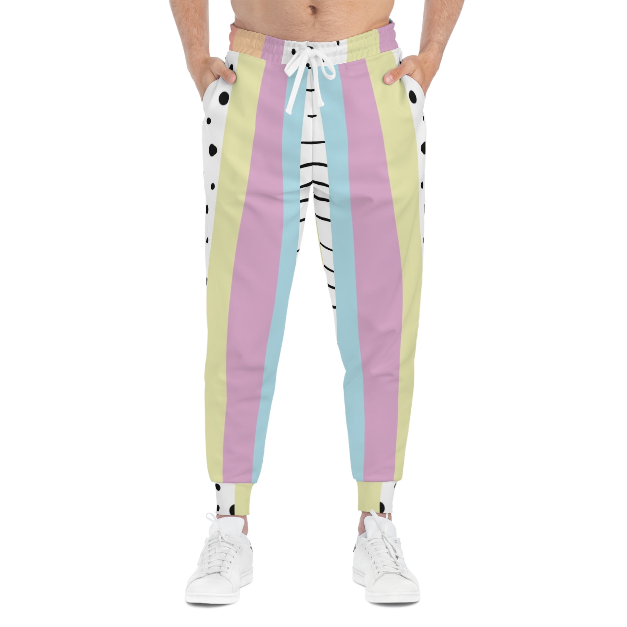 Colorful Striped and Polka Dot Joggers, Artsulli - Art is Long, Life is Short, All Over Prints, , , , , , , 