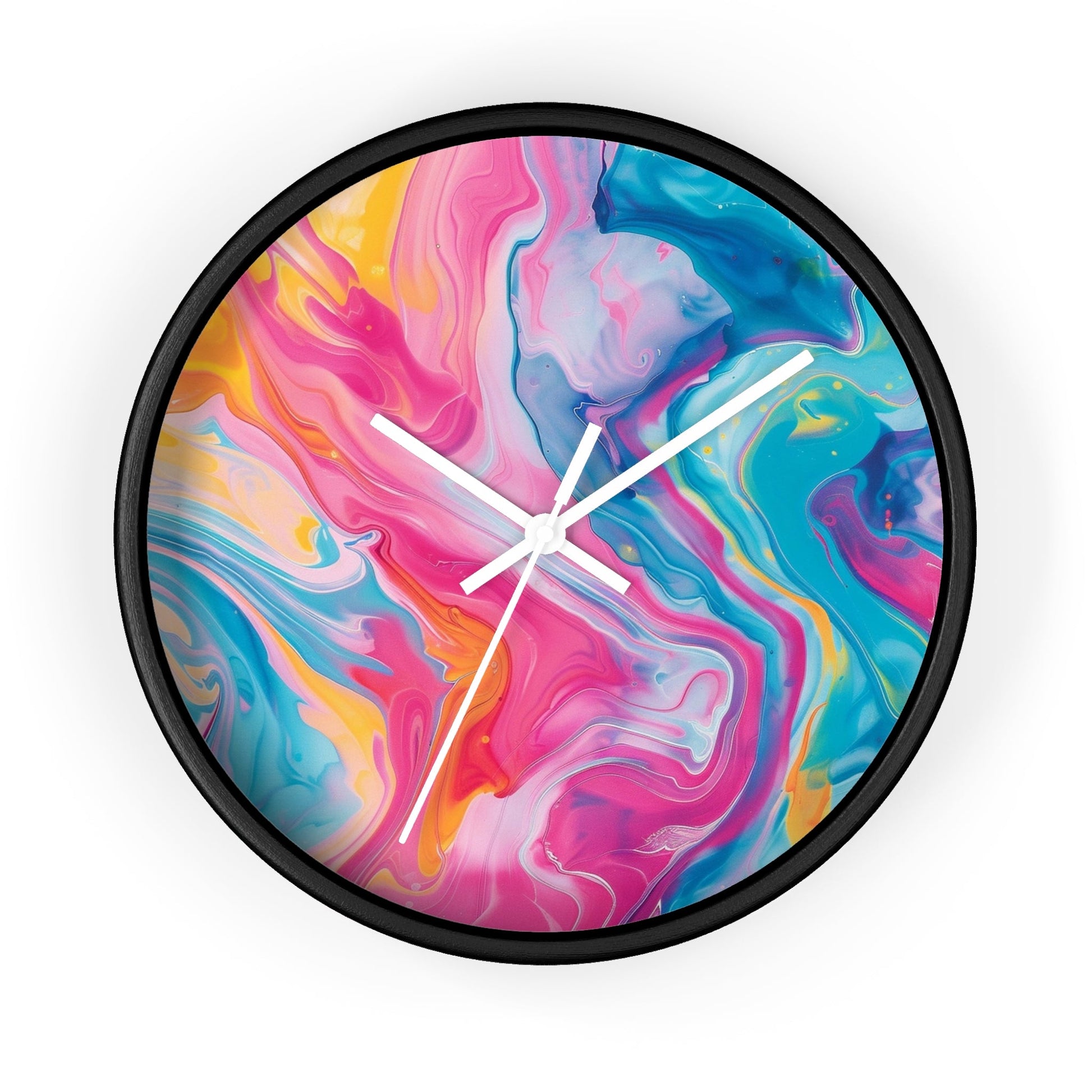 Colorful Swirl Abstract Wall Clock, Artsulli - Art is Long, Life is Short, Home Decor, Color, Black Base, Hands, White, Size, 10", 23339144974805734901