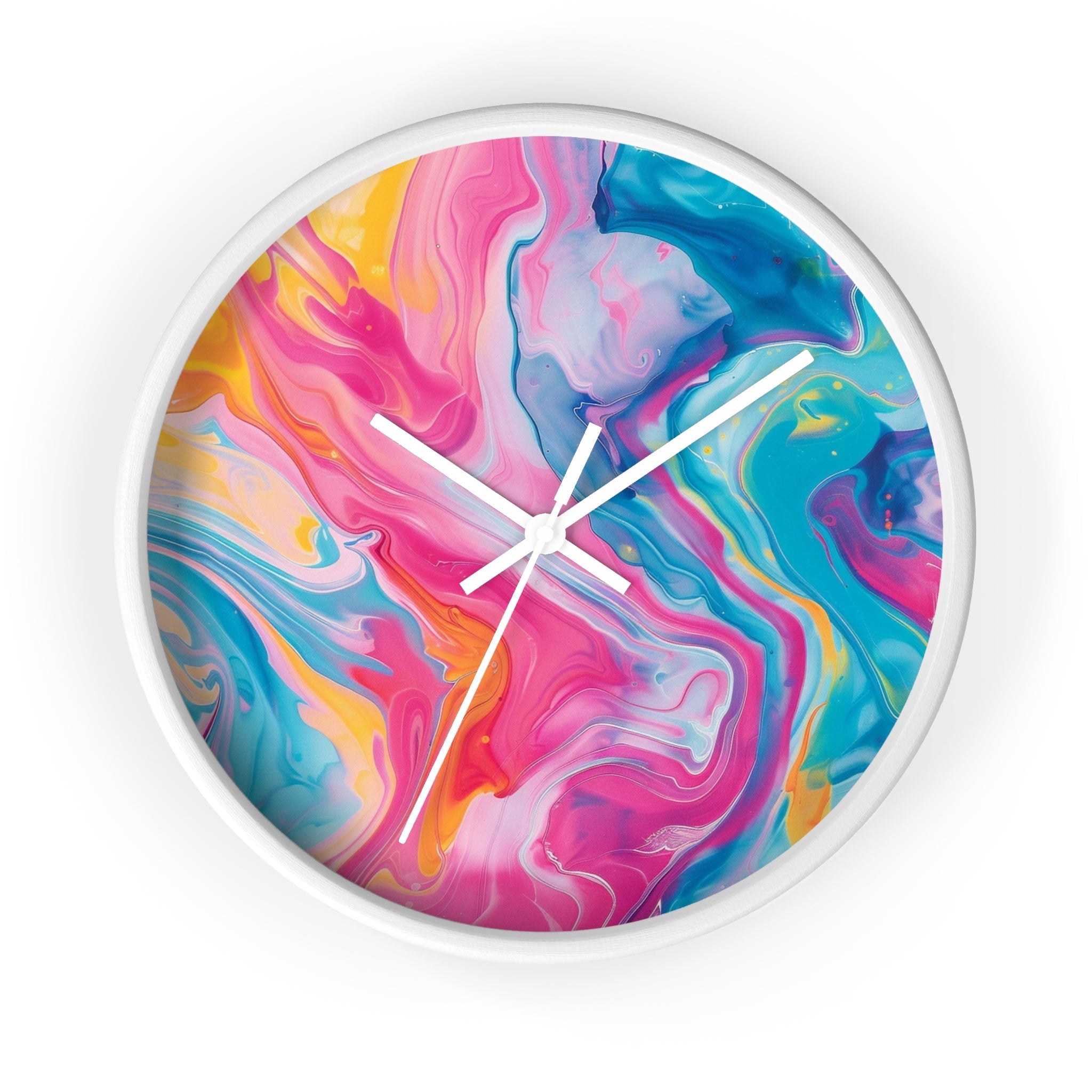 Colorful Swirl Abstract Wall Clock, Artsulli - Art is Long, Life is Short, Home Decor, Color, White Base, Hands, White, Size, 10", 20259452953846881347