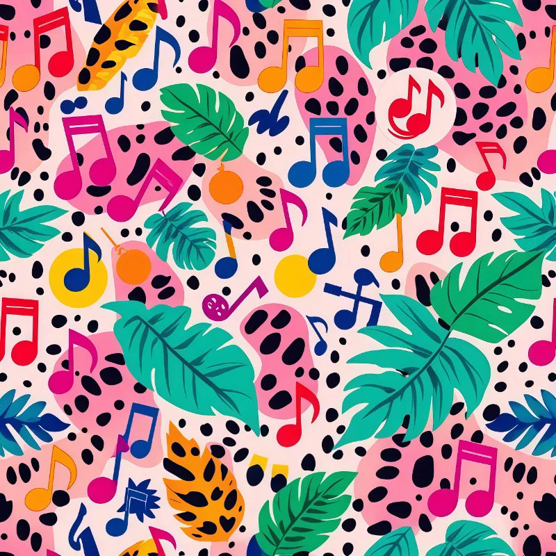 Buy The Best vibrant colorful tropical-themed fabric musical By Artsulli x Color Printify - Colorful Trendy Tropical Animal Print Pattern