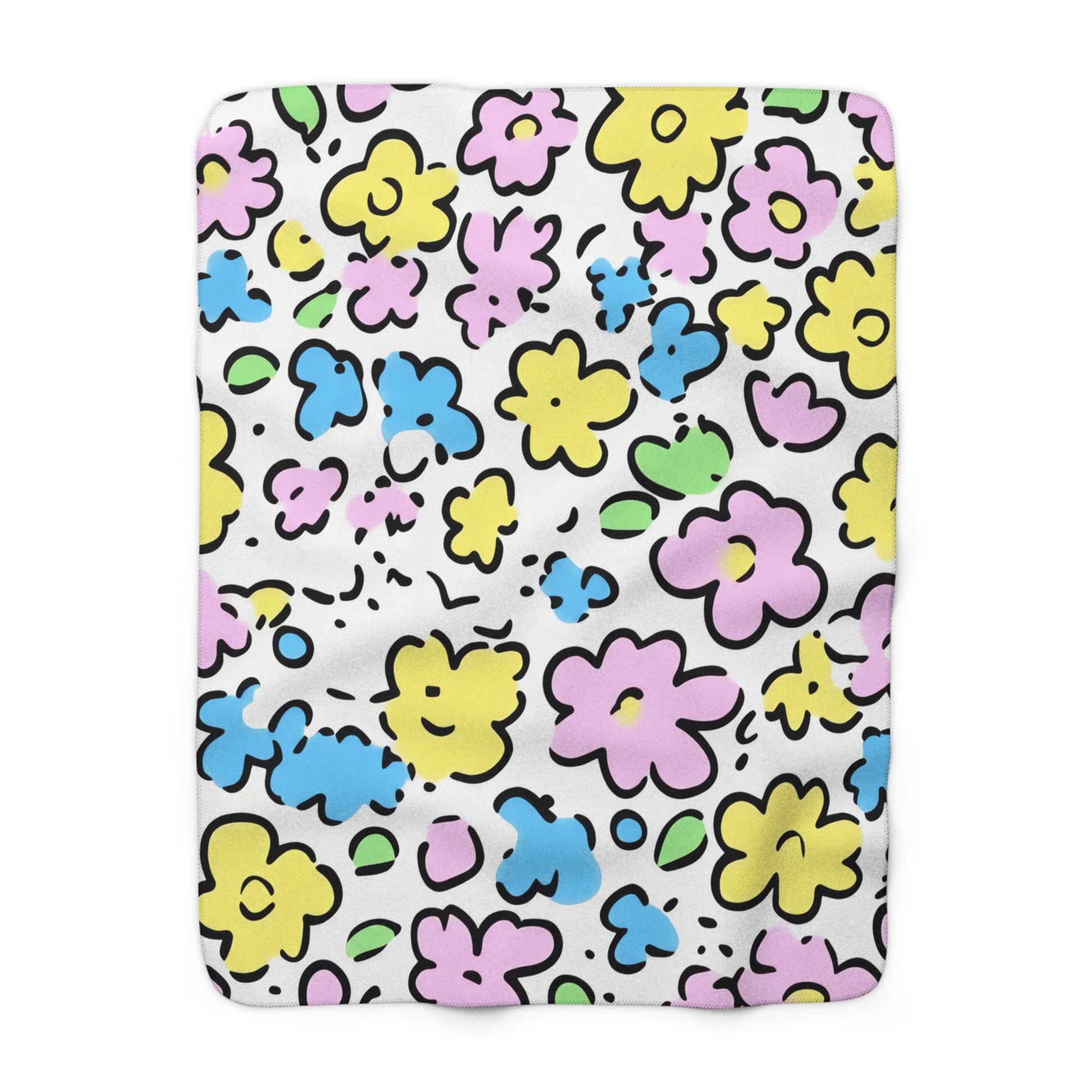 Colorful Wildflower Sherpa Fleece Blanket, Artsulli - Art is Long, Life is Short, Home Decor, Size, 50" × 60", , , , , 25282428811597611531