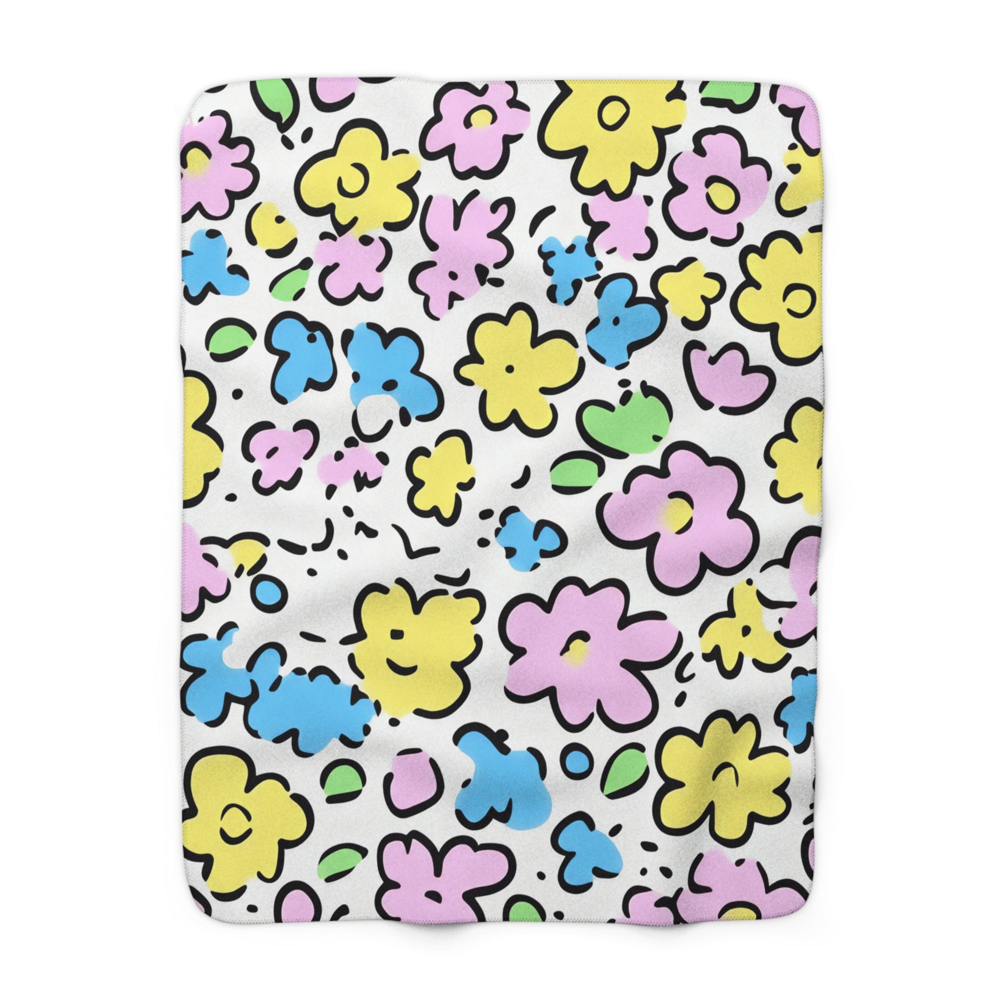 Colorful Wildflower Sherpa Fleece Blanket, Artsulli - Art is Long, Life is Short, Home Decor, Size, 50" × 60", , , , , 25282428811597611531
