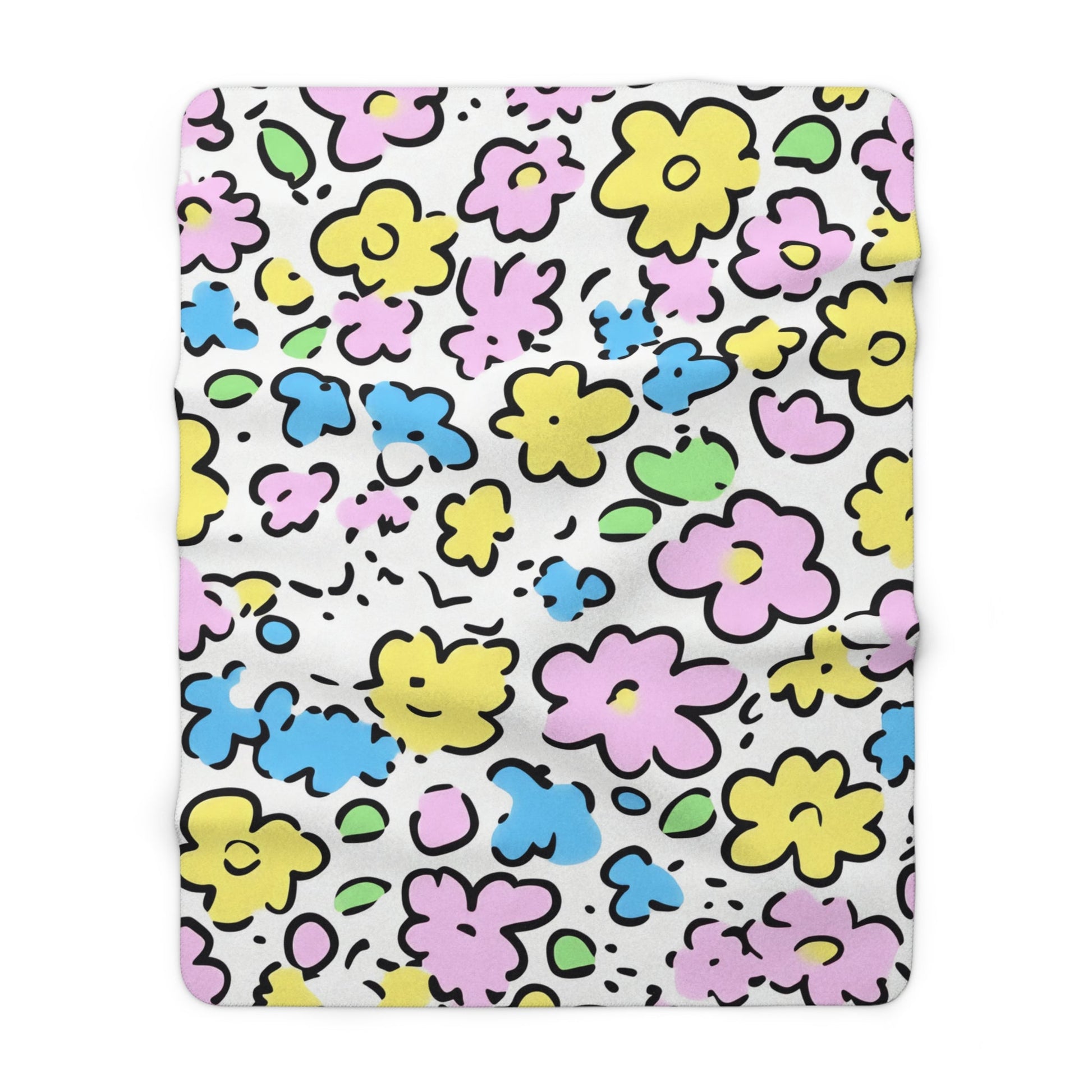 Colorful Wildflower Sherpa Fleece Blanket, Artsulli - Art is Long, Life is Short, Home Decor, Size, 60" × 80", , , , , 25740176455198999972