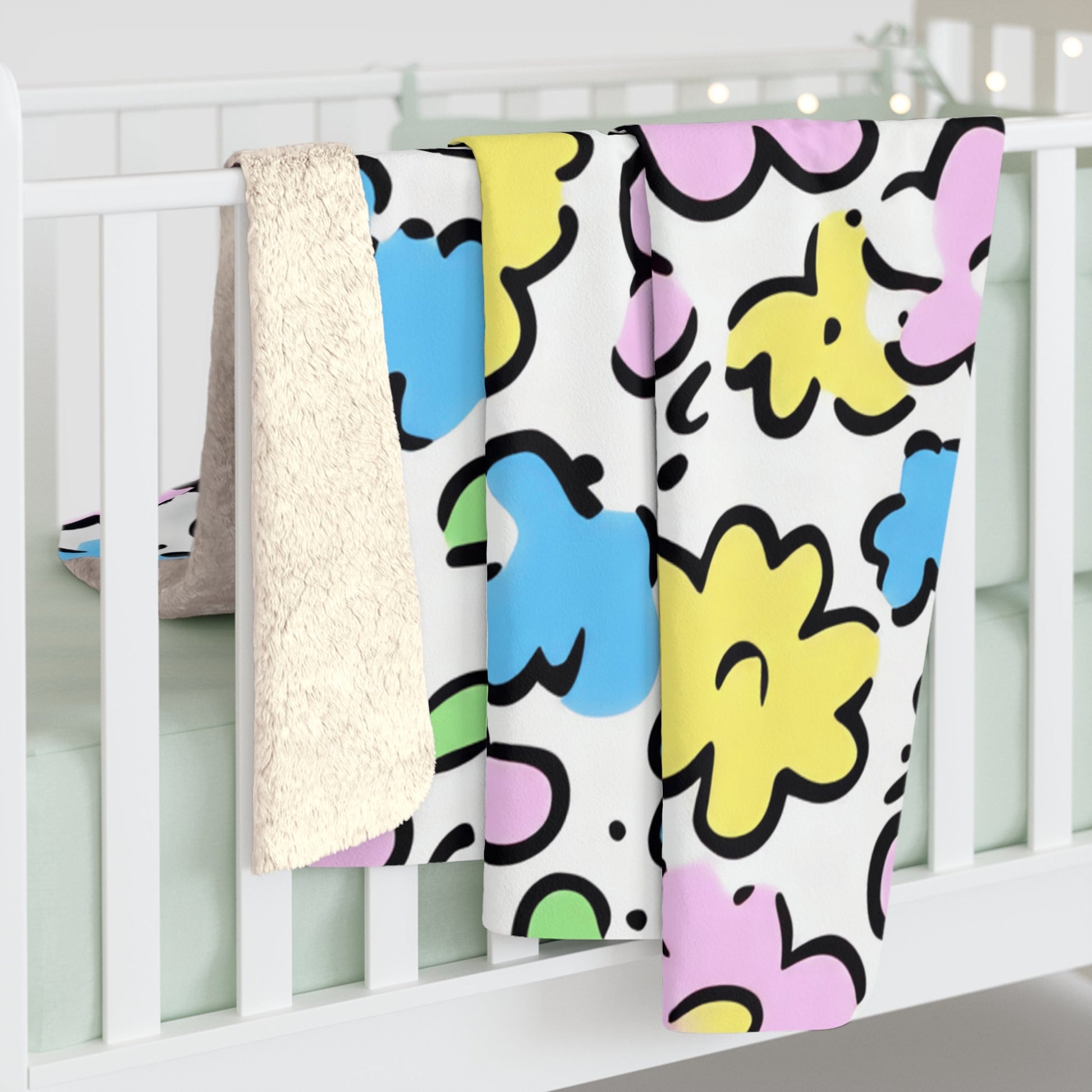 Colorful Wildflower Sherpa Fleece Blanket, Artsulli - Art is Long, Life is Short, Home Decor, , , , , , , 