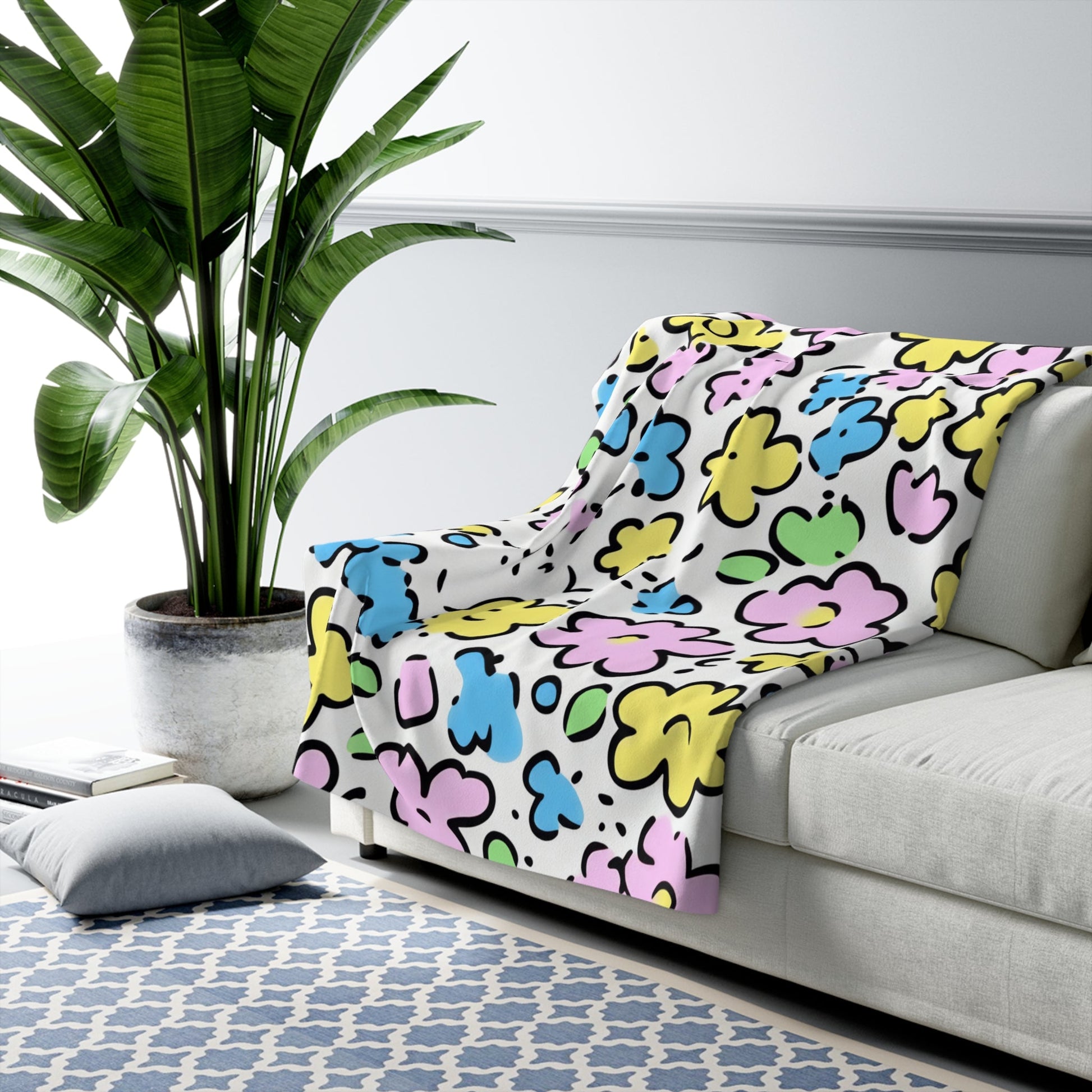 Colorful Wildflower Sherpa Fleece Blanket, Artsulli - Art is Long, Life is Short, Home Decor, , , , , , , 