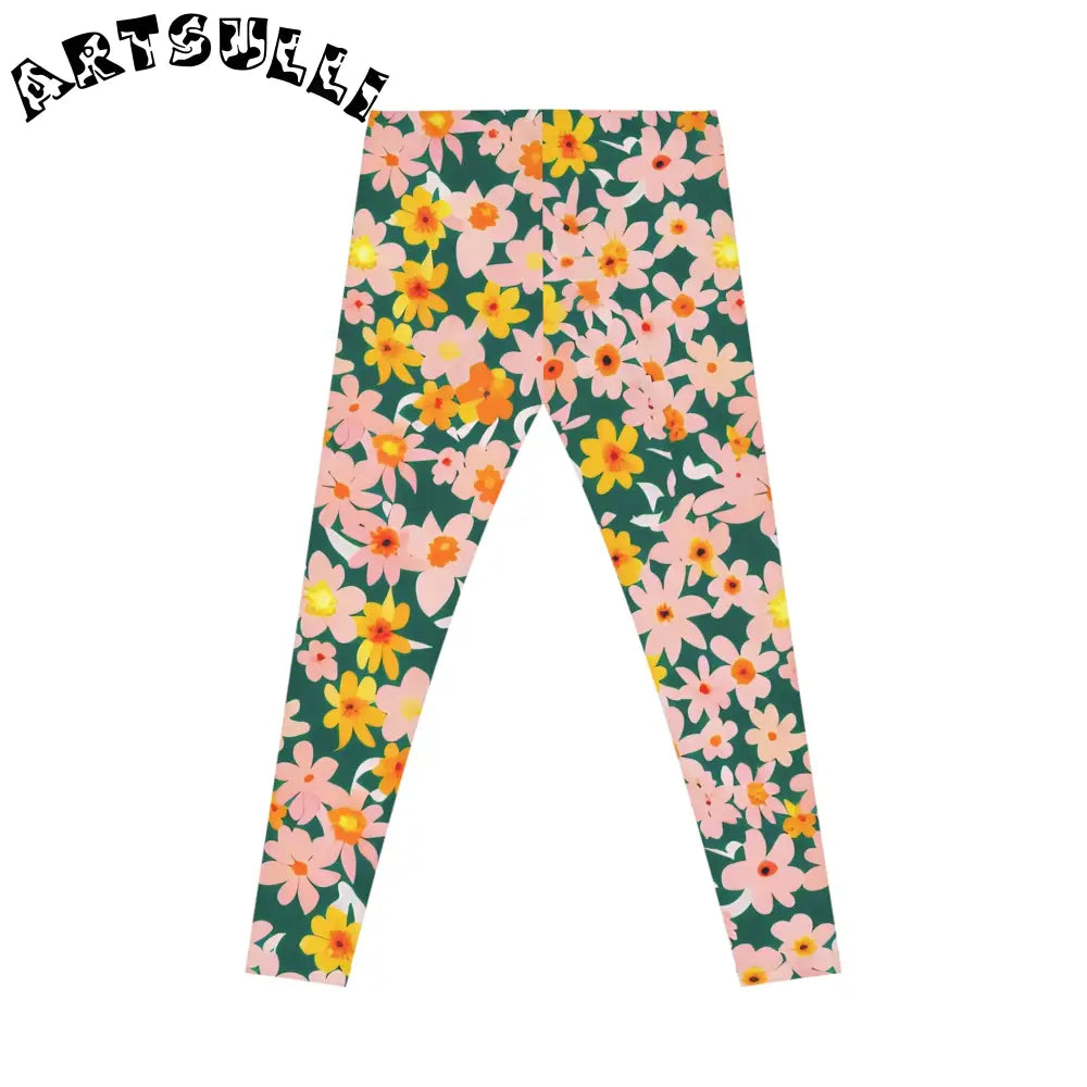 Comfortable Dark Green Floral Casual Leggings, Artsulli - Art is Long, Life is Short, All Over Prints, , , , , , , 