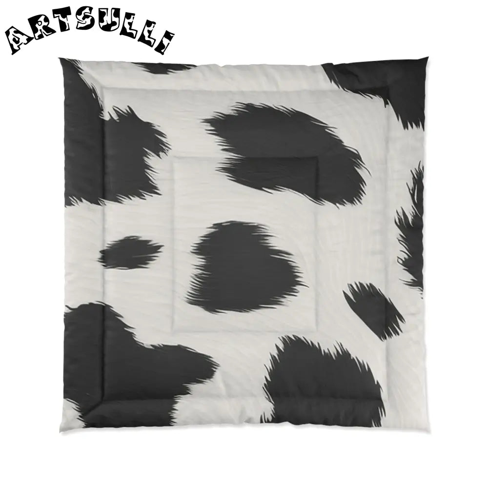 Black and White Cow Print Snug Blanket, Artsulli - Art is Long, Life is Short, Home Decor, Size, 88" × 88", , , , , 18195948433614183340