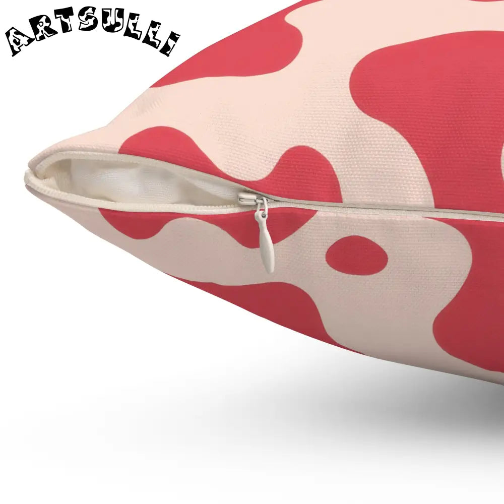 JAKKOUTTHEBXX Red and Cream Printed Cow Illustration Pillow 2025
