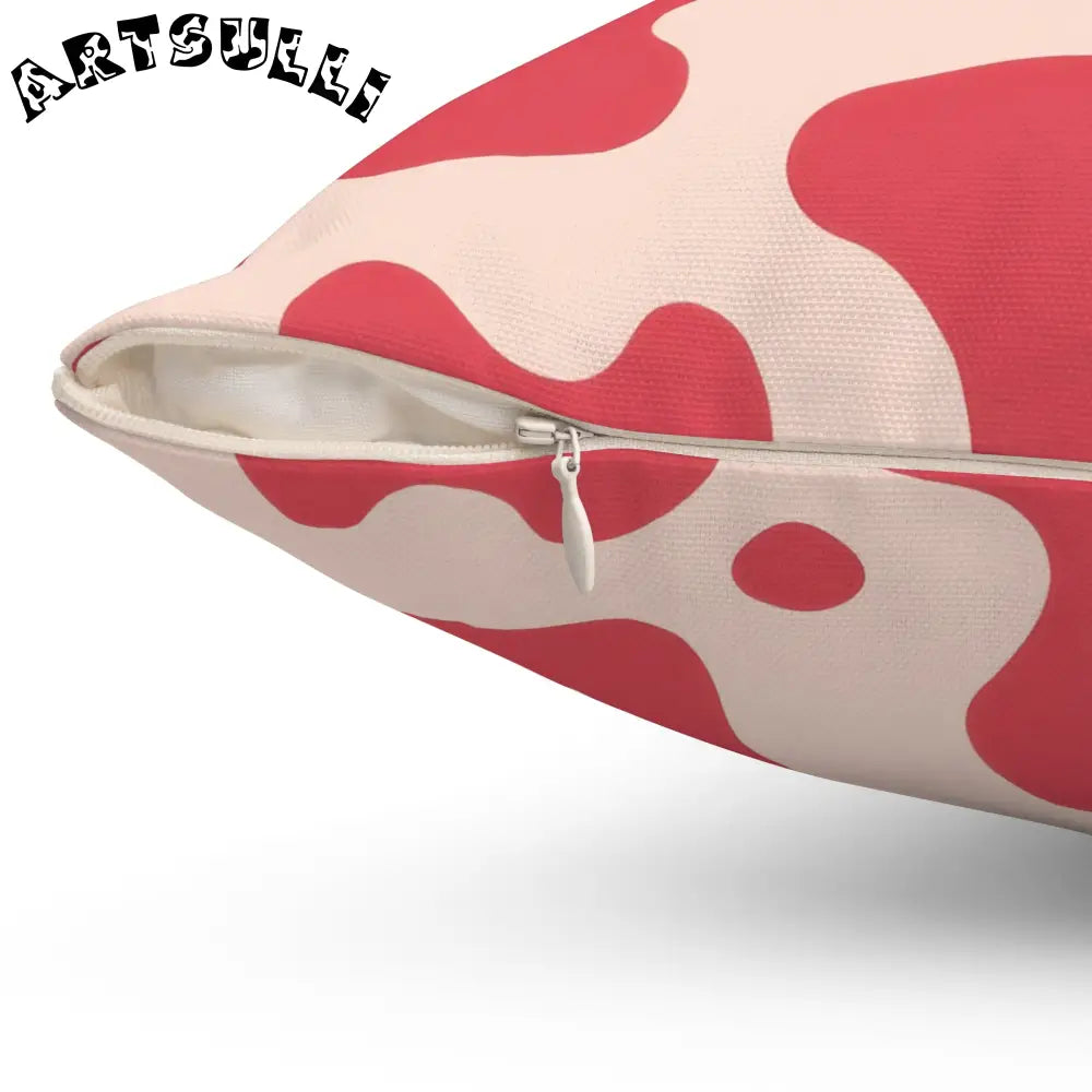 JAKKOUTTHEBXX Red and Cream Printed Cow Illustration Pillow 2025