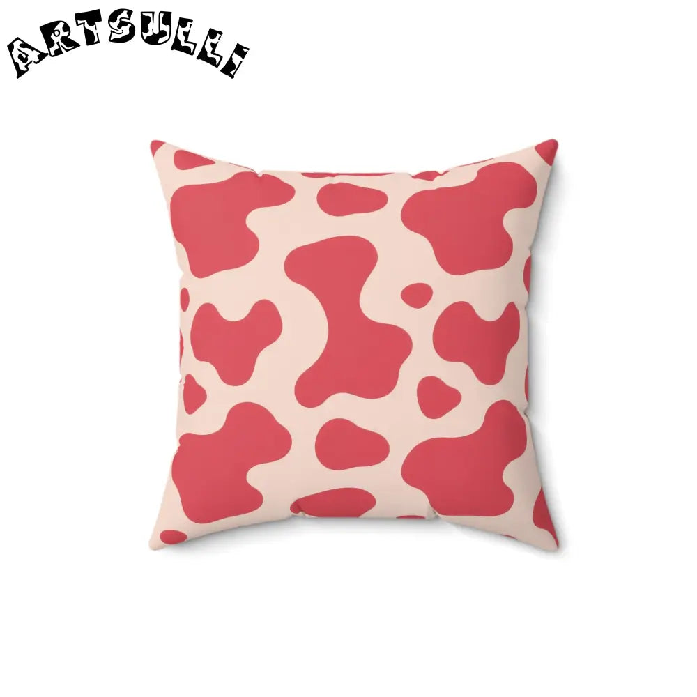 JAKKOUTTHEBXX Red and Cream Printed Cow Illustration Pillow 2025