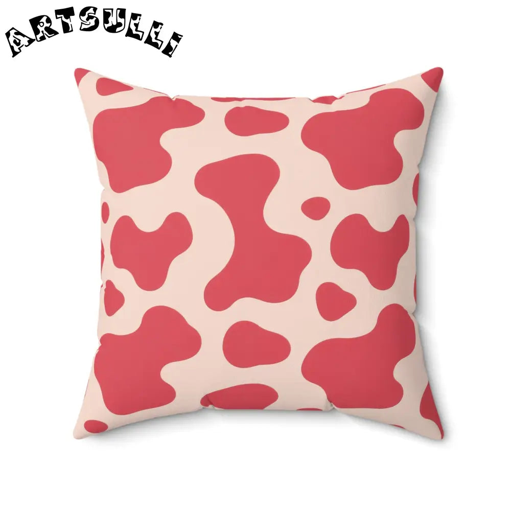 JAKKOUTTHEBXX Red and Cream Printed Cow Illustration Pillow 2025