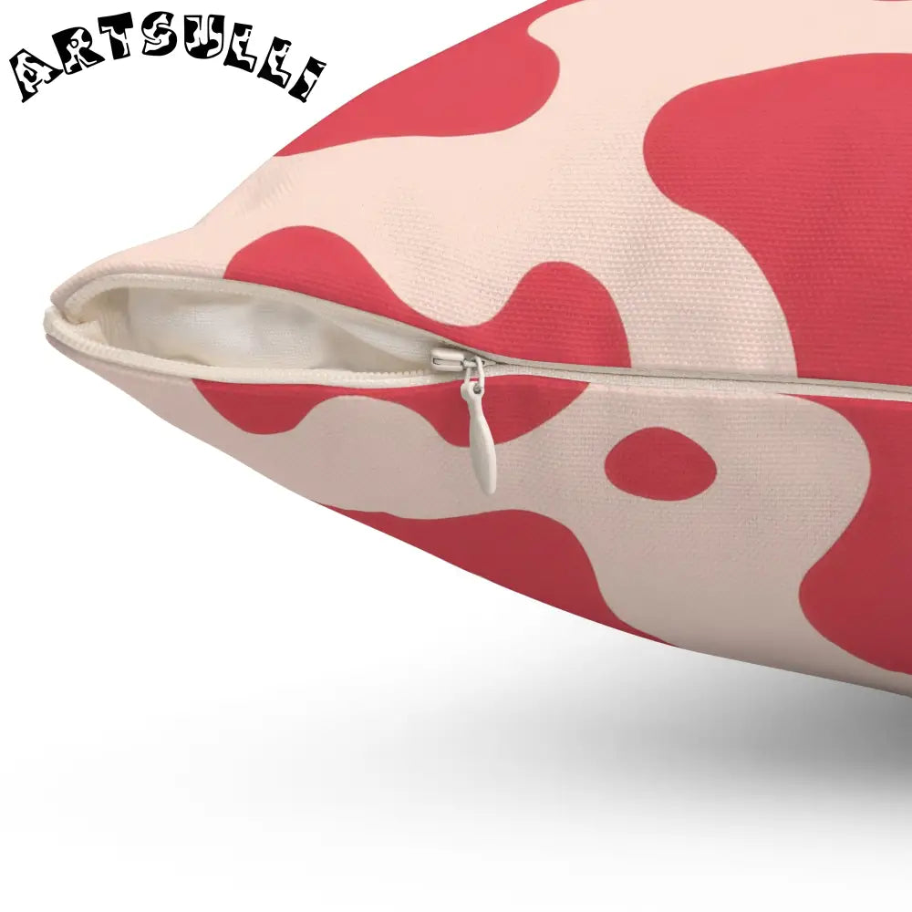 JAKKOUTTHEBXX Red and Cream Printed Cow Illustration Pillow 2025