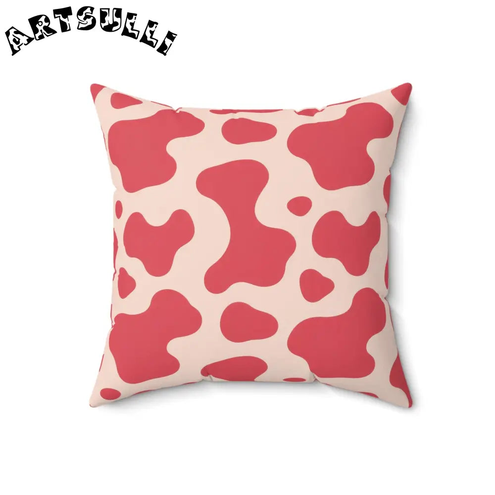 JAKKOUTTHEBXX Red and Cream Printed Cow Illustration Pillow 2025