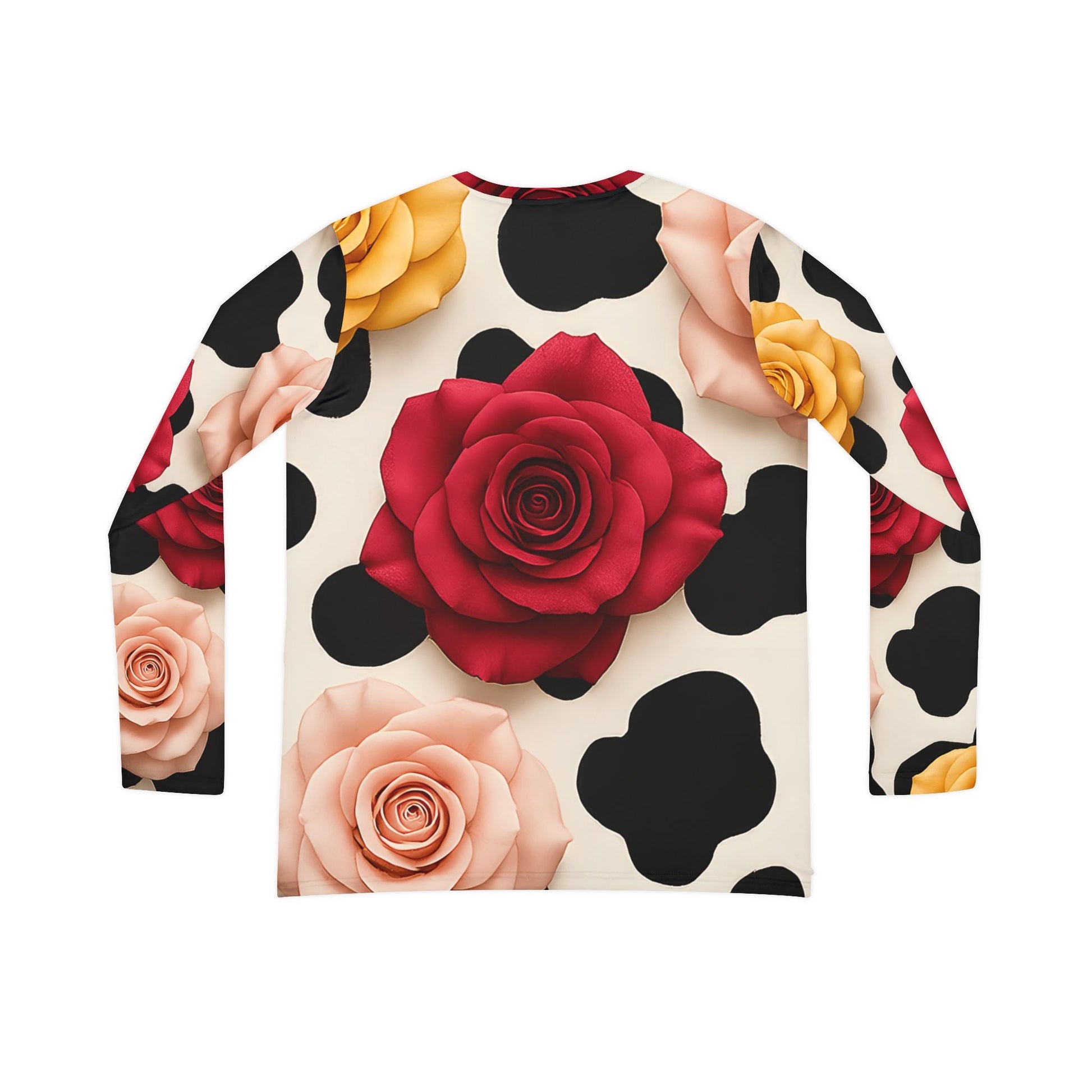 Cow and Rose Print Long Sleeve V-Neck, Artsulli - Art is Long, Life is Short, All Over Prints, , , , , , , 