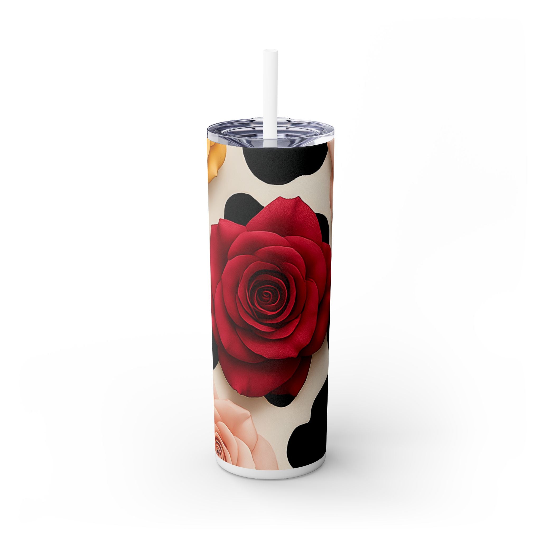 Cow Print and Roses Maars Skinny Tumbler, Artsulli - Art is Long, Life is Short, Mug, , , , , , , 