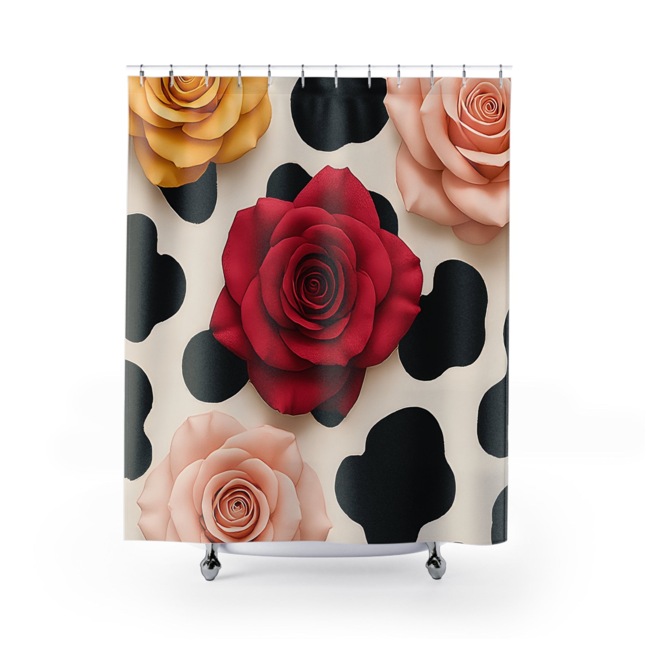 Printify Cow Print and Roses Shower Curtain 2025
