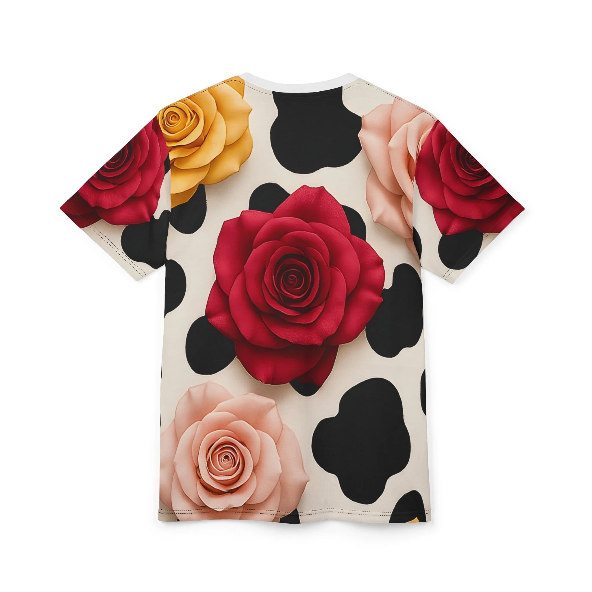 Printify Cow Print and Roses T-Shirt 2025
