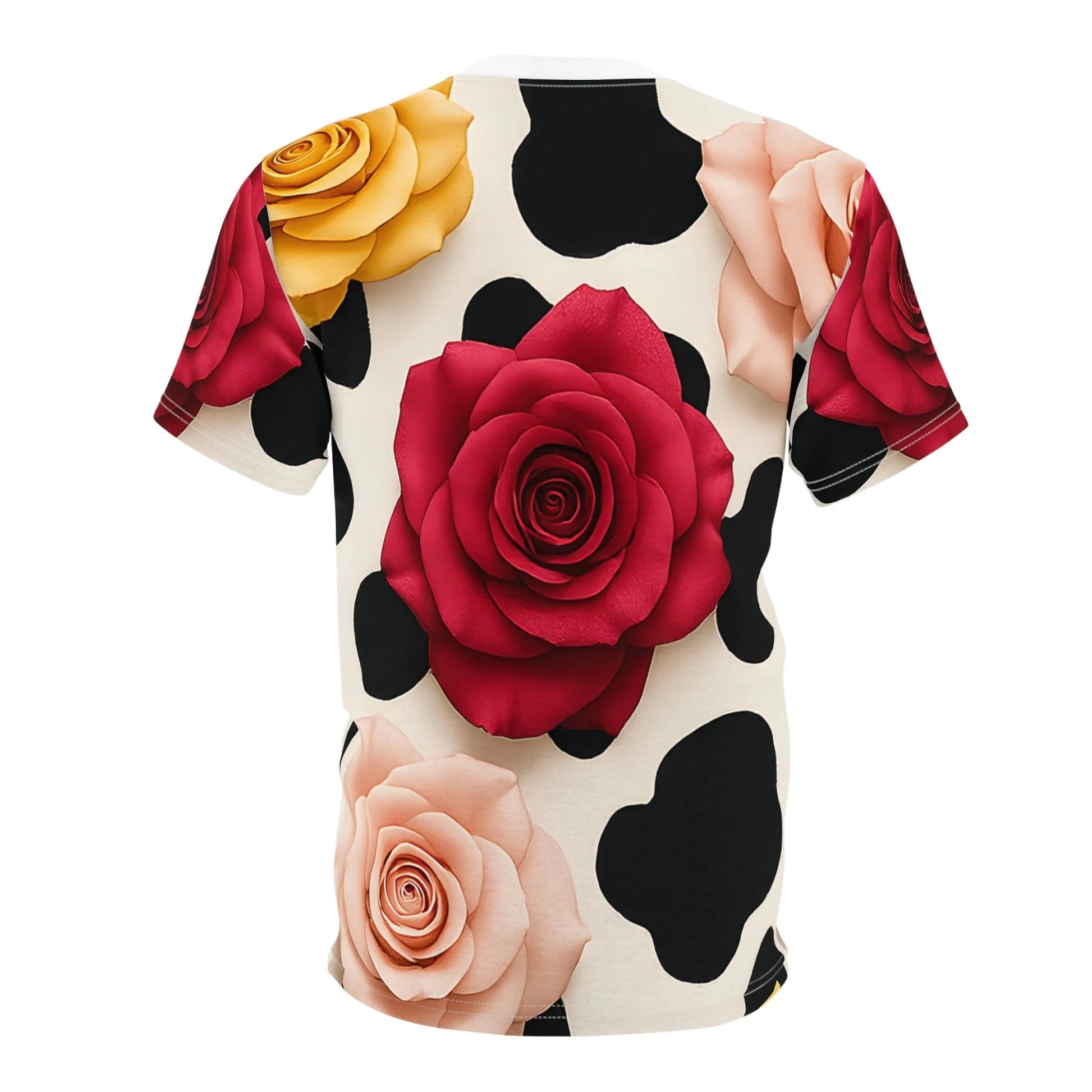 Printify Cow Print and Roses T-Shirt 2025