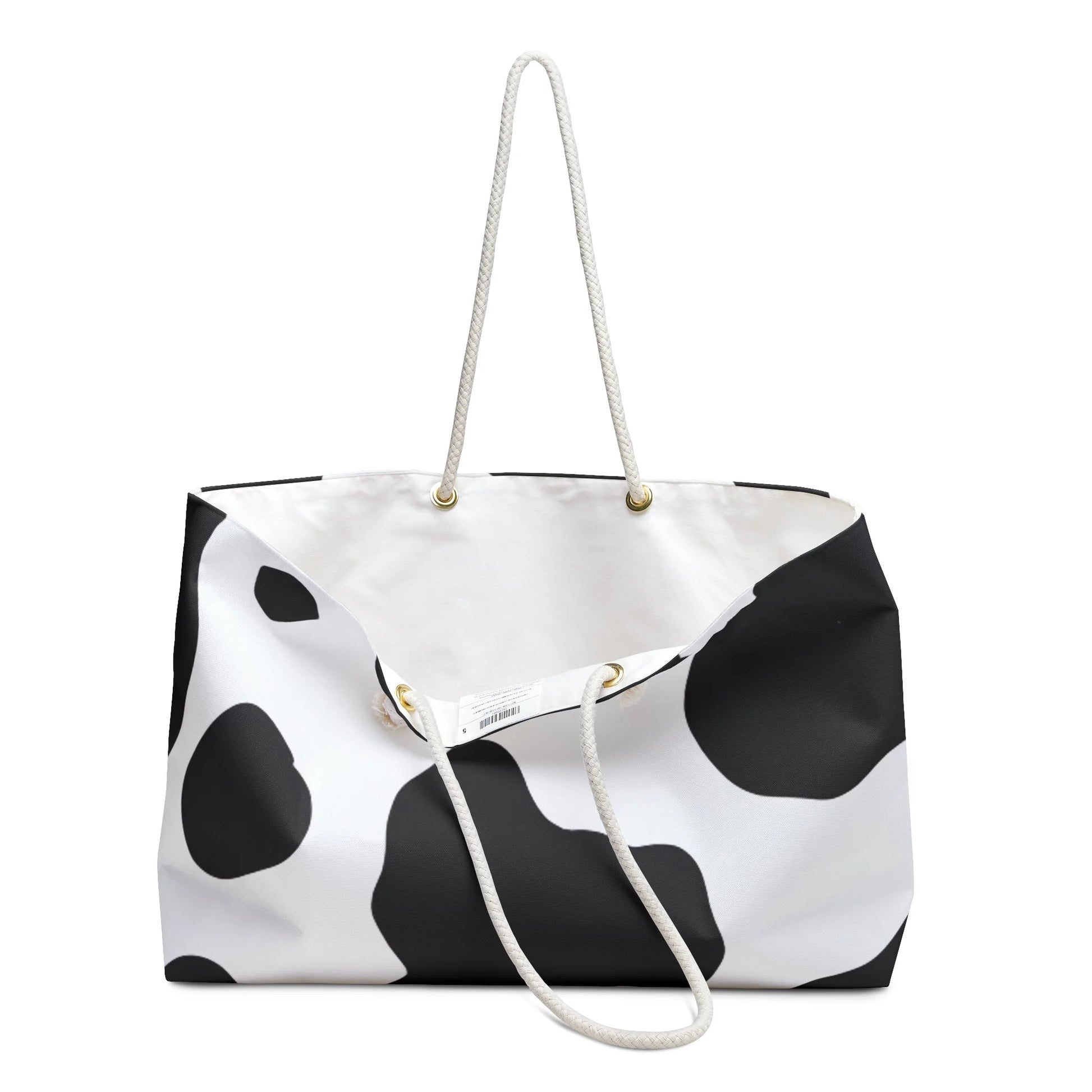 Cow Print Beach Tote with Rope Handles, Artsulli - Art is Long, Life is Short, Bags, , , , , , , 