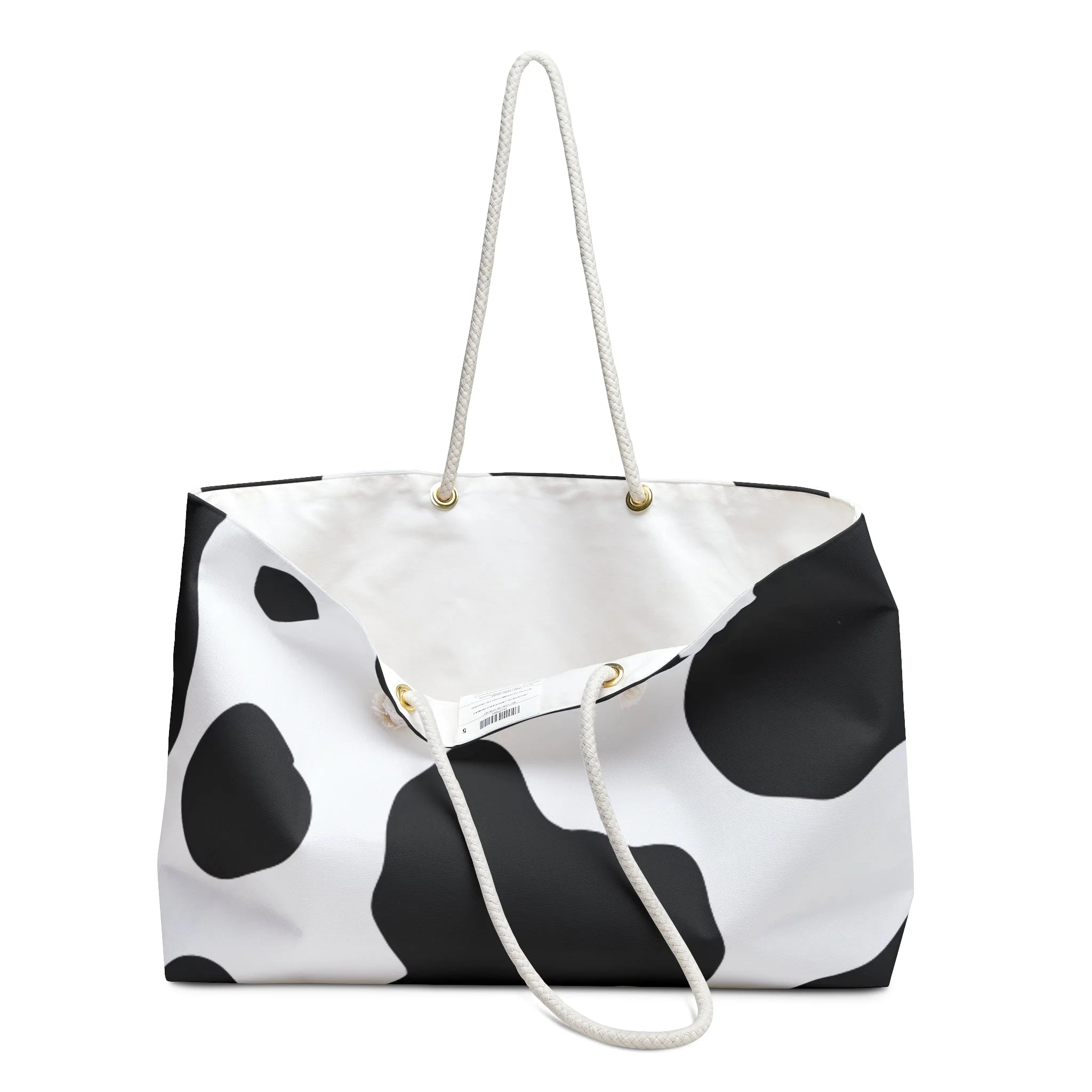 Cow Print Beach Tote with Rope Handles, Artsulli - Art is Long, Life is Short, Bags, , , , , , , 