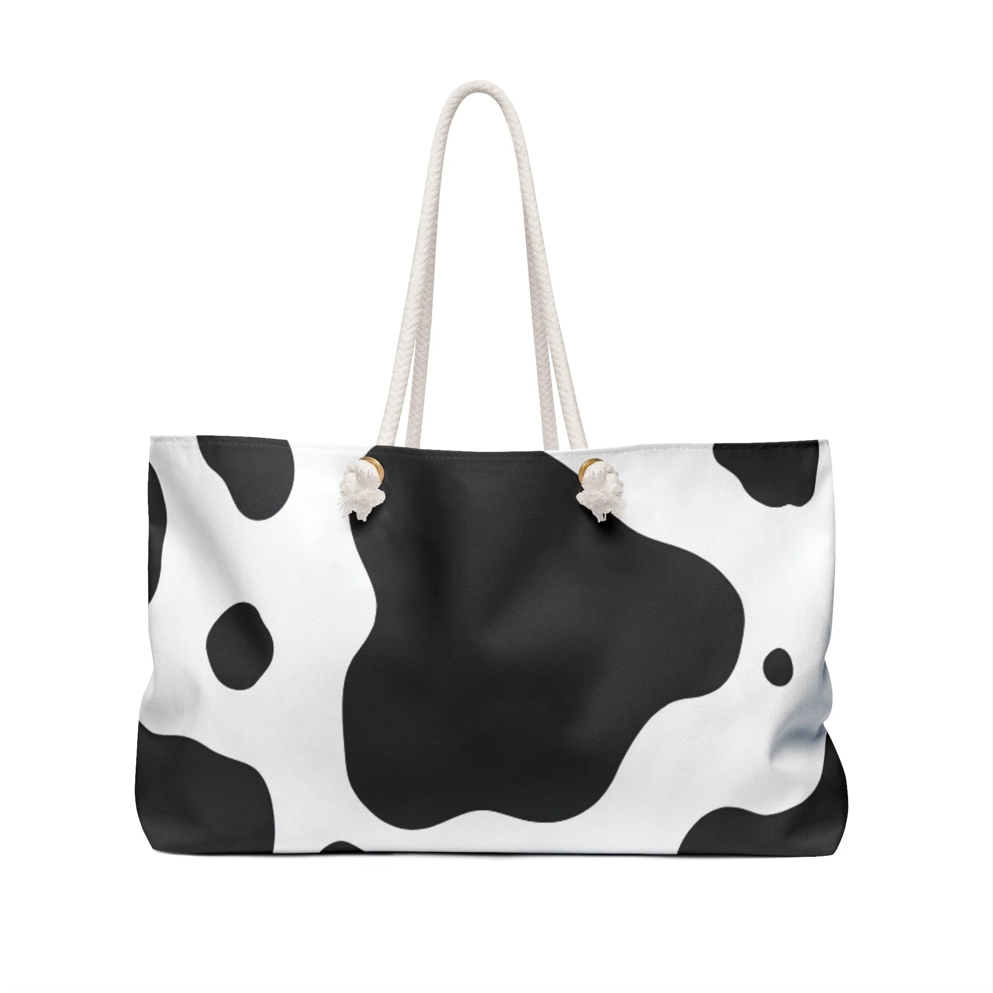 Cow Print Beach Tote with Rope Handles, Artsulli - Art is Long, Life is Short, Bags, , , , , , , 