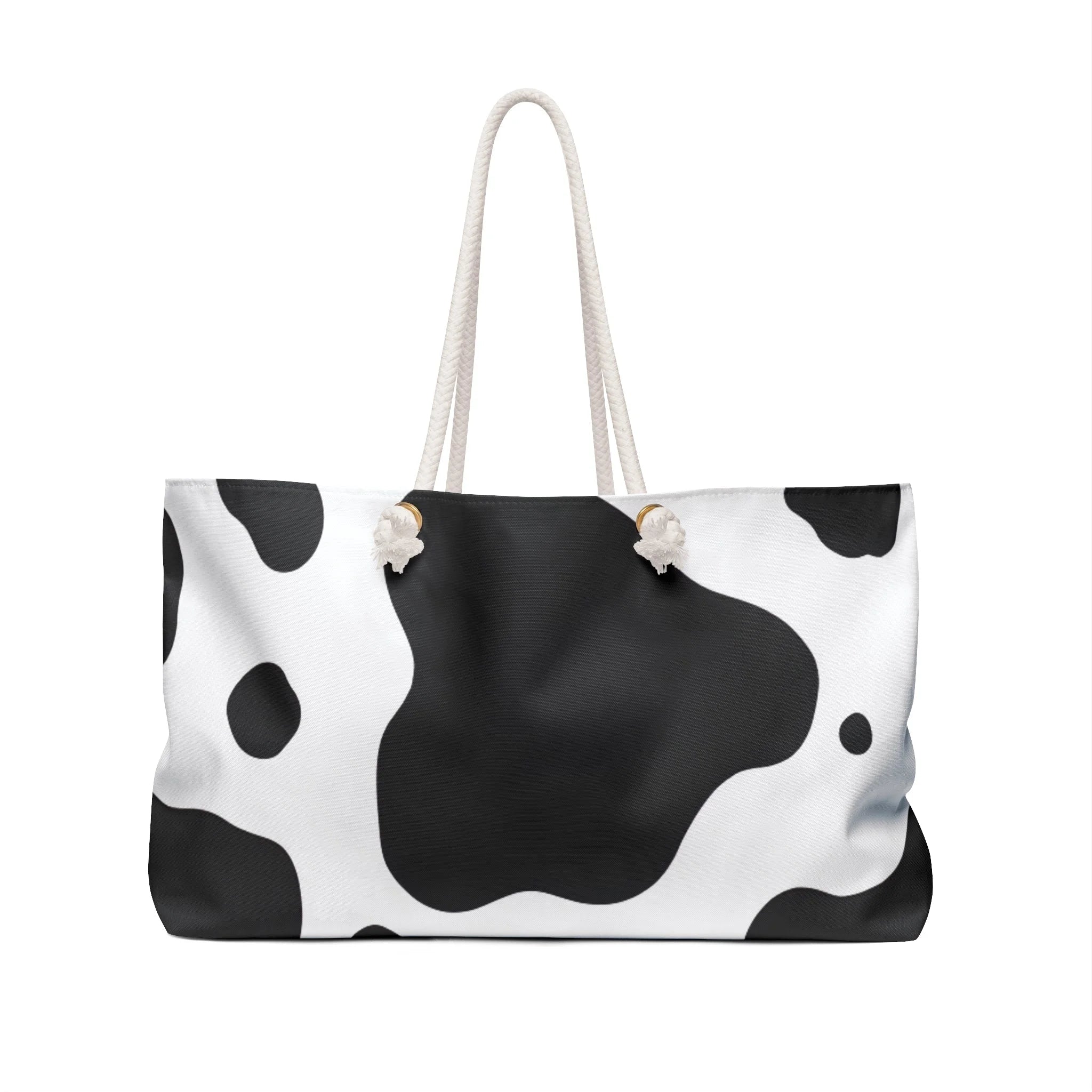 Cow Print Beach Tote with Rope Handles, Artsulli - Art is Long, Life is Short, Bags, , , , , , , 