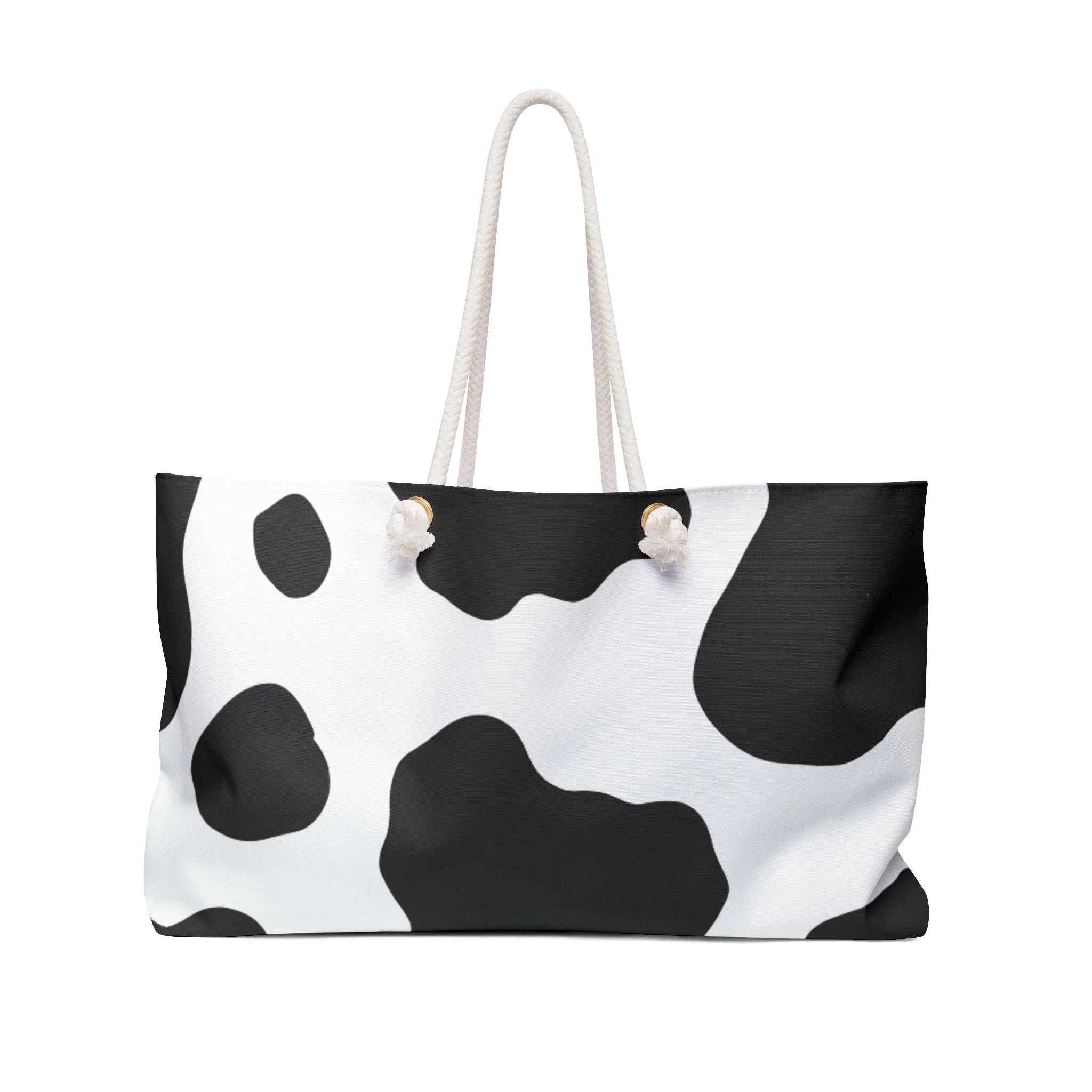 Cow Print Beach Tote with Rope Handles, Artsulli - Art is Long, Life is Short, Bags, Size, 24" × 13", , , , , 34165153416589