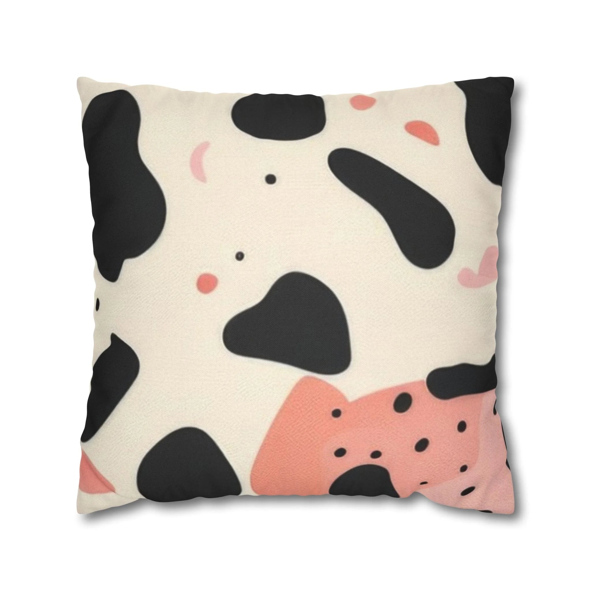 Cow Print Double Sided Art Pillowcase with Pink Accents, Artsulli - Art is Long, Life is Short, Home Decor, Size, 20" × 20", , , , , 85879794807681