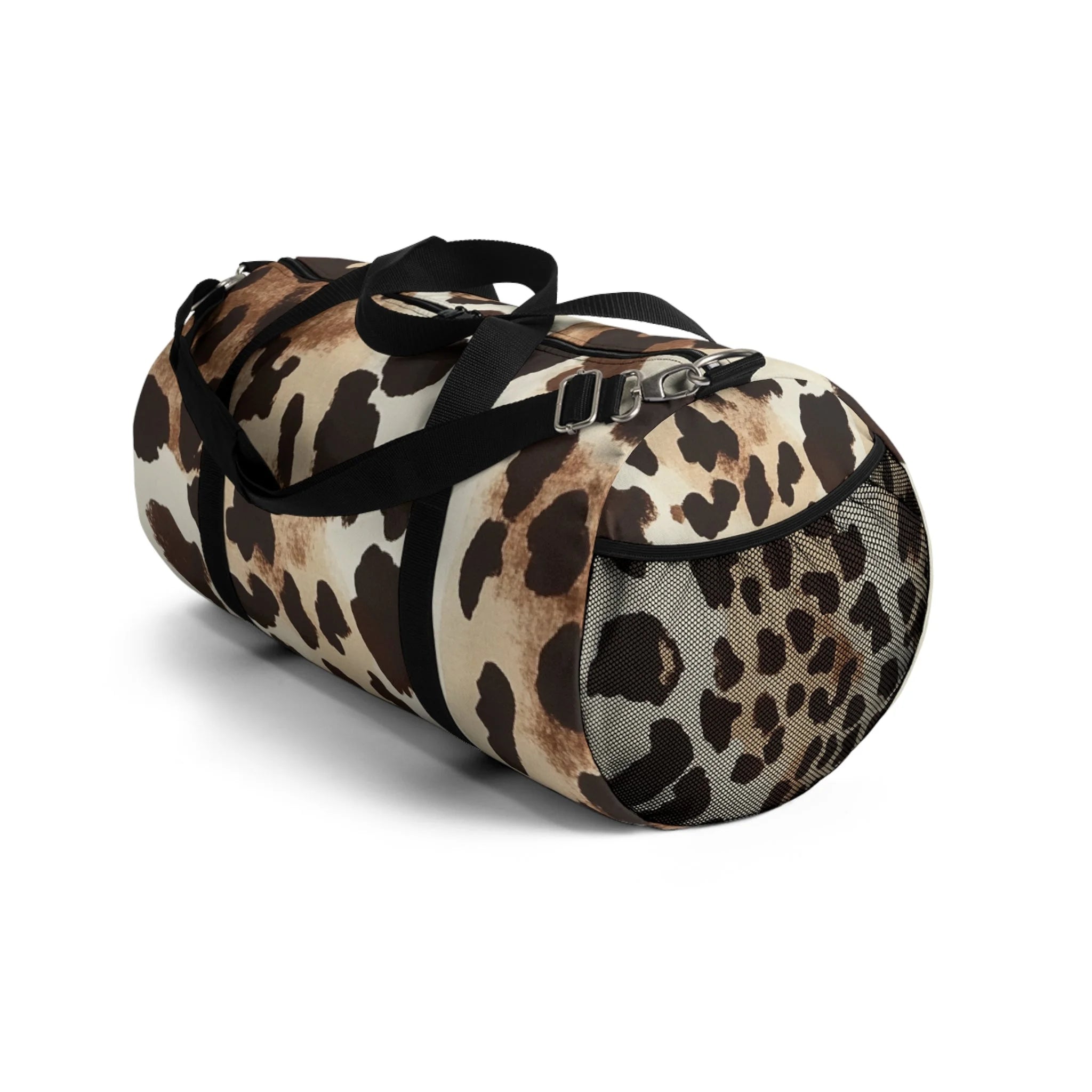 Printify Cow Print Duffel Bags with Black Straps 2025