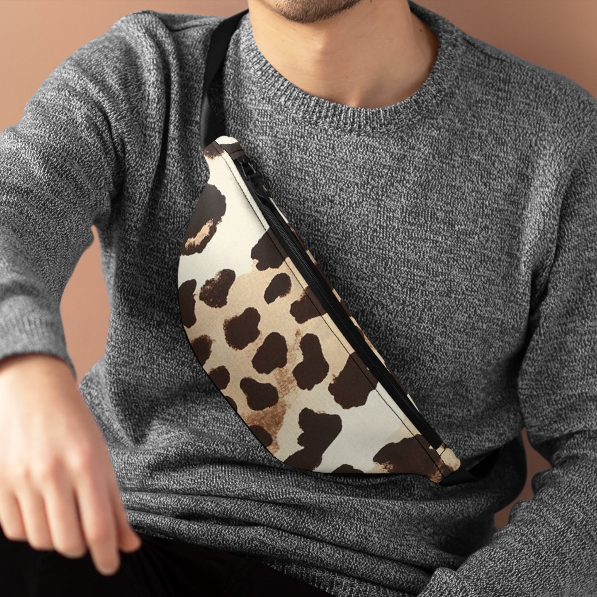 Cow Print Fanny Pack, Artsulli - Art is Long, Life is Short, Bags, , , , , , , 