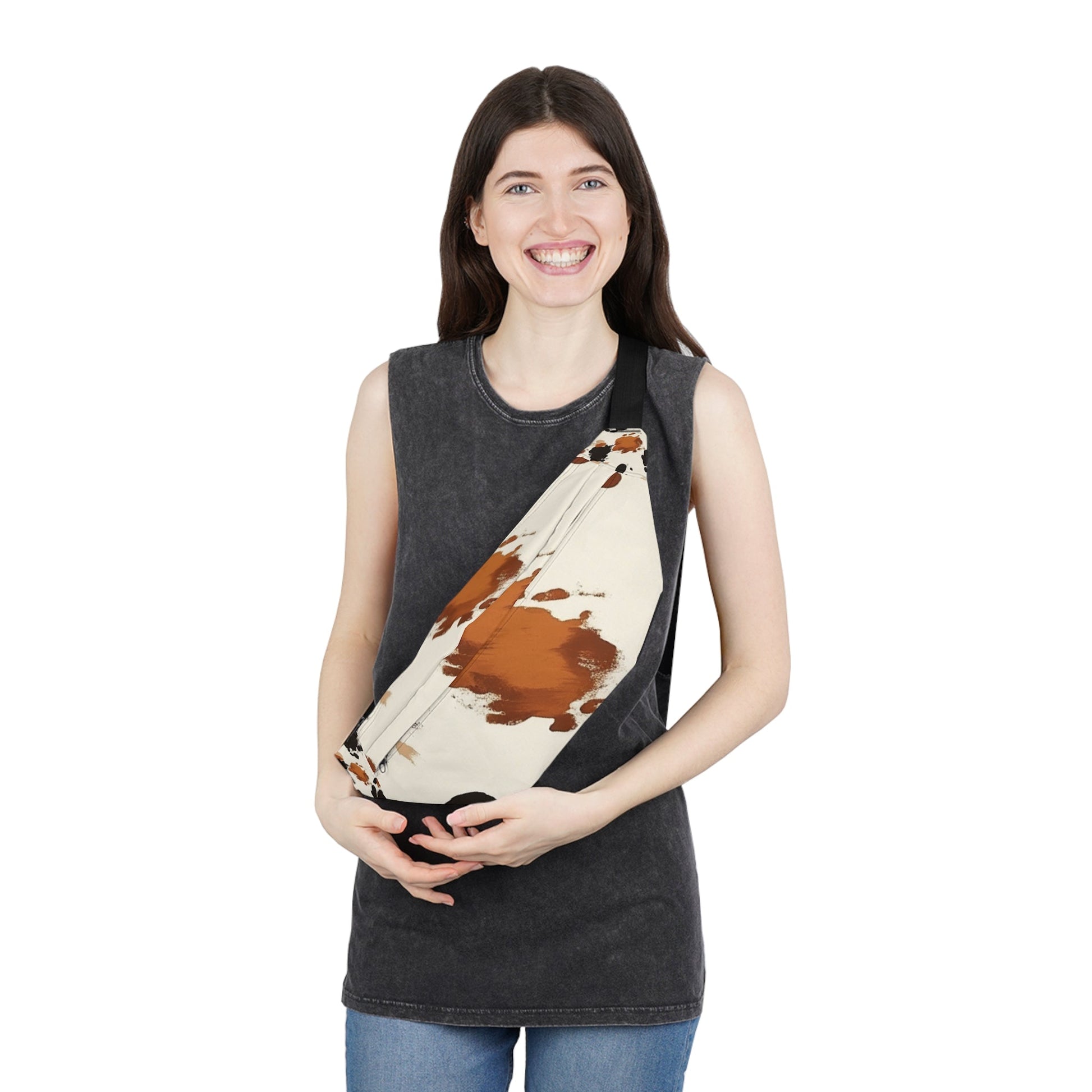 Cow Print Fanny Pack, Artsulli - Art is Long, Life is Short, Bags, , , , , , , 