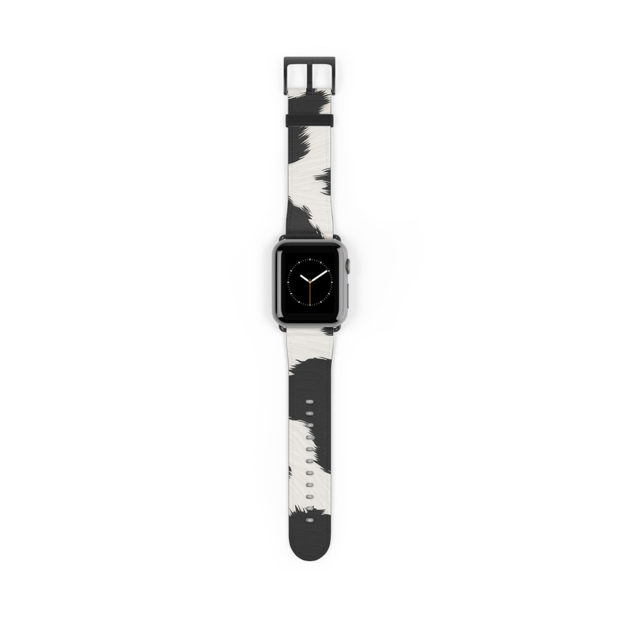 Cow Print Faux Leather Apple Watch Band, Artsulli - Art is Long, Life is Short, Accessories, Size, 38 - 41 mm, Color, Black Matte, , , 13132854819049715907