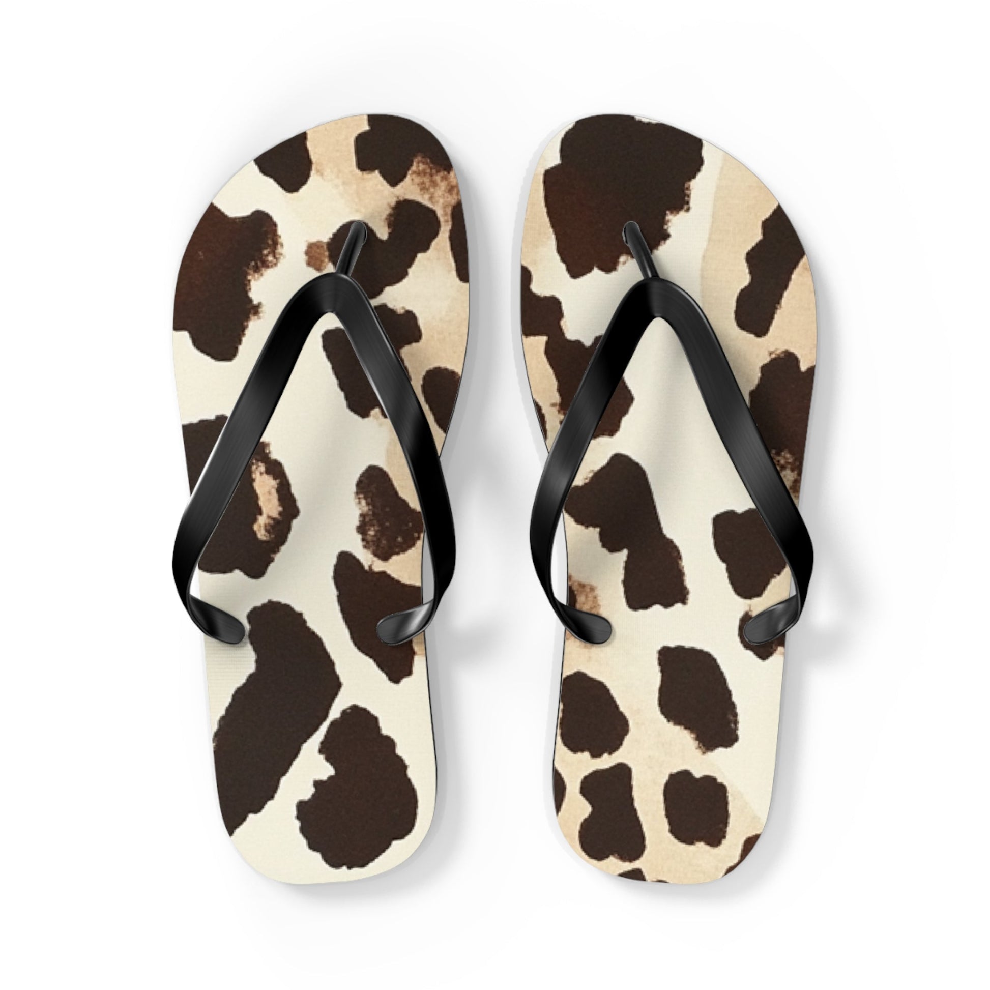 Cow Print Flip Flops, Artsulli - Art is Long, Life is Short, Shoes, Size, L, Color, Black sole, , , 42030298470768989756