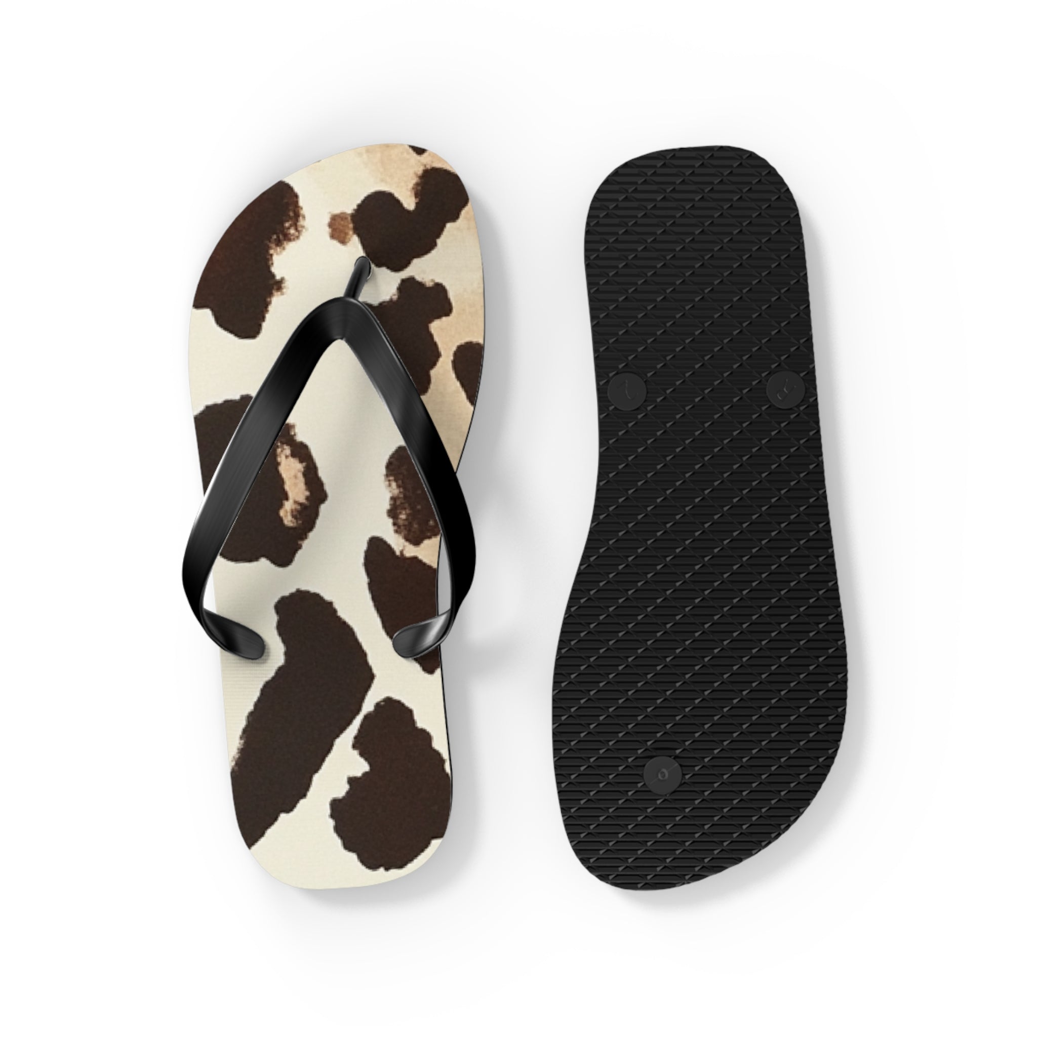 Cow Print Flip Flops, Artsulli - Art is Long, Life is Short, Shoes, , , , , , , 