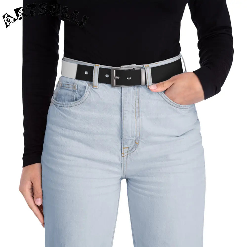 JAKKOUTTHEBXX Reversible Black and White Belt with Black Buckle