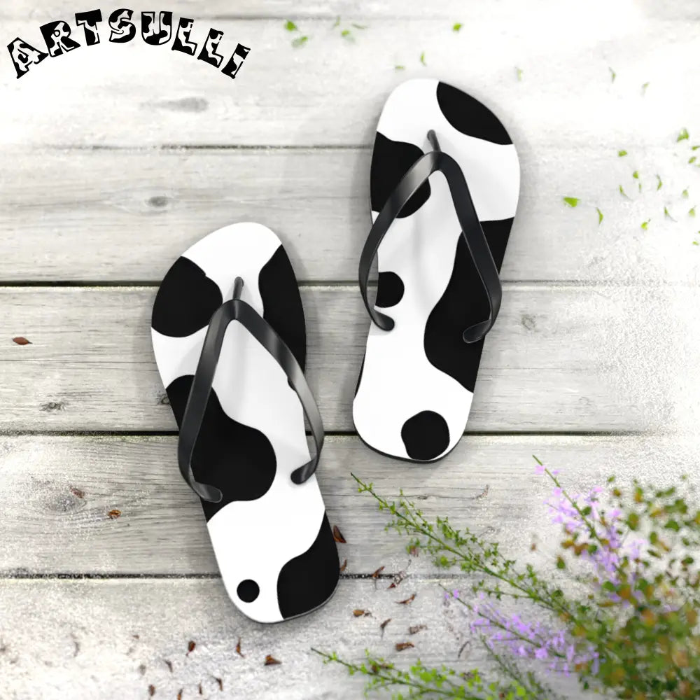 JAKKOUTTHEBXX Cow Print Illustration Printed Flip Flops 2025
