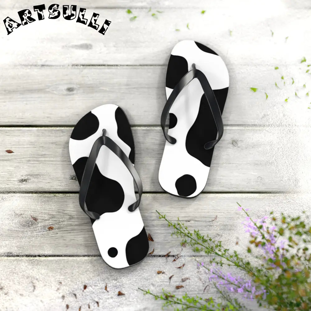 JAKKOUTTHEBXX Cow Print Illustration Printed Flip Flops 2025