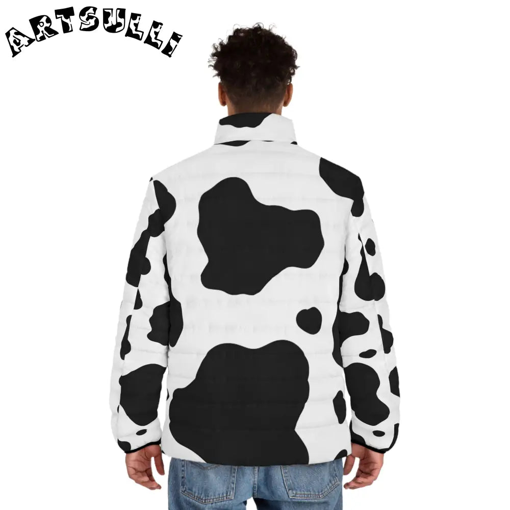 JAKKOUTTHEBXX Black and White Cow Print Puffer Jacket JAKKOUTTHEBXX